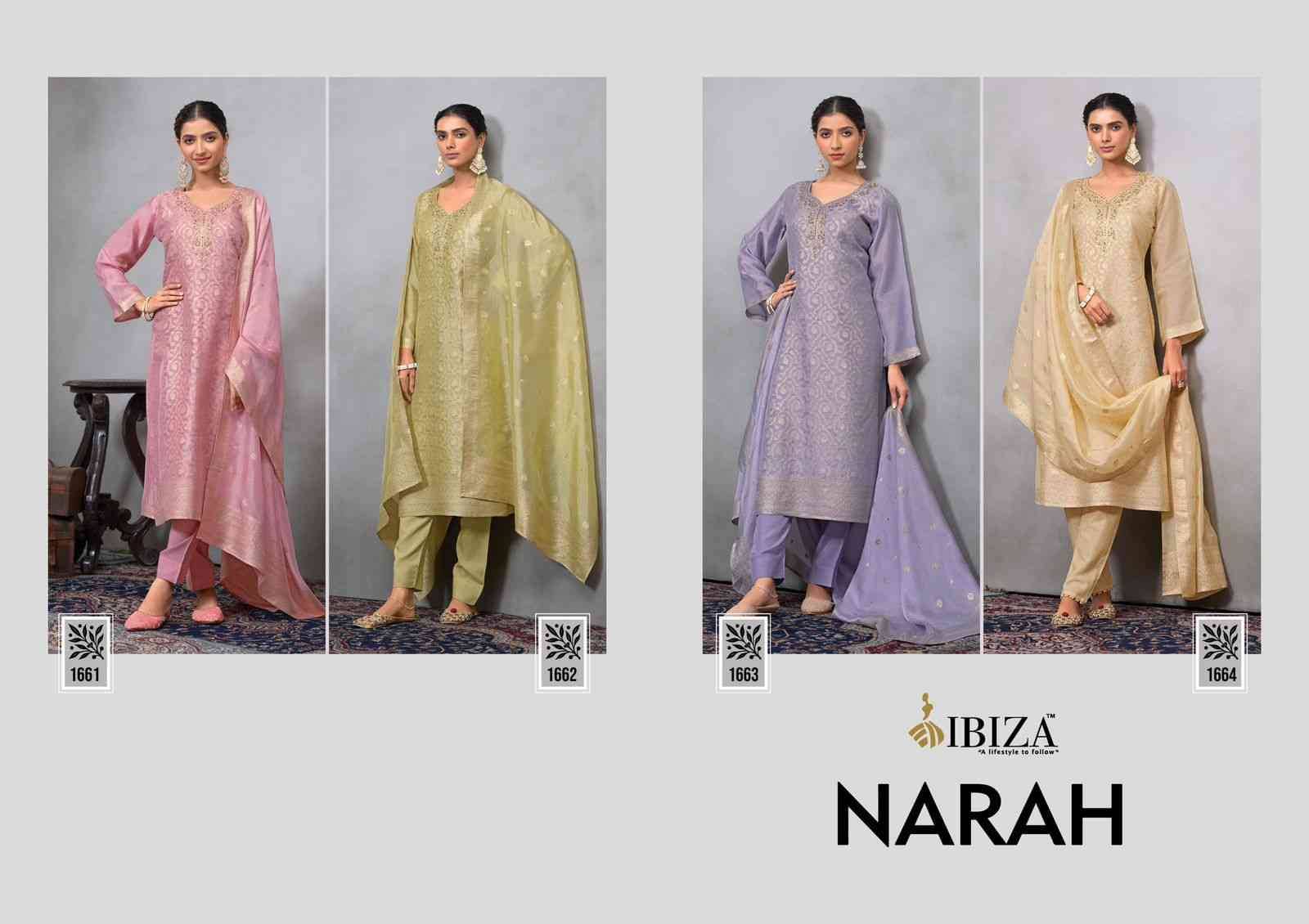 Narah By Ibiza 1661 To 1664 Series Designer Festive Suits Beautiful Fancy Stylish Colorful Party Wear & Occasional Wear Pure Silk Jacquard Dresses At Wholesale Price