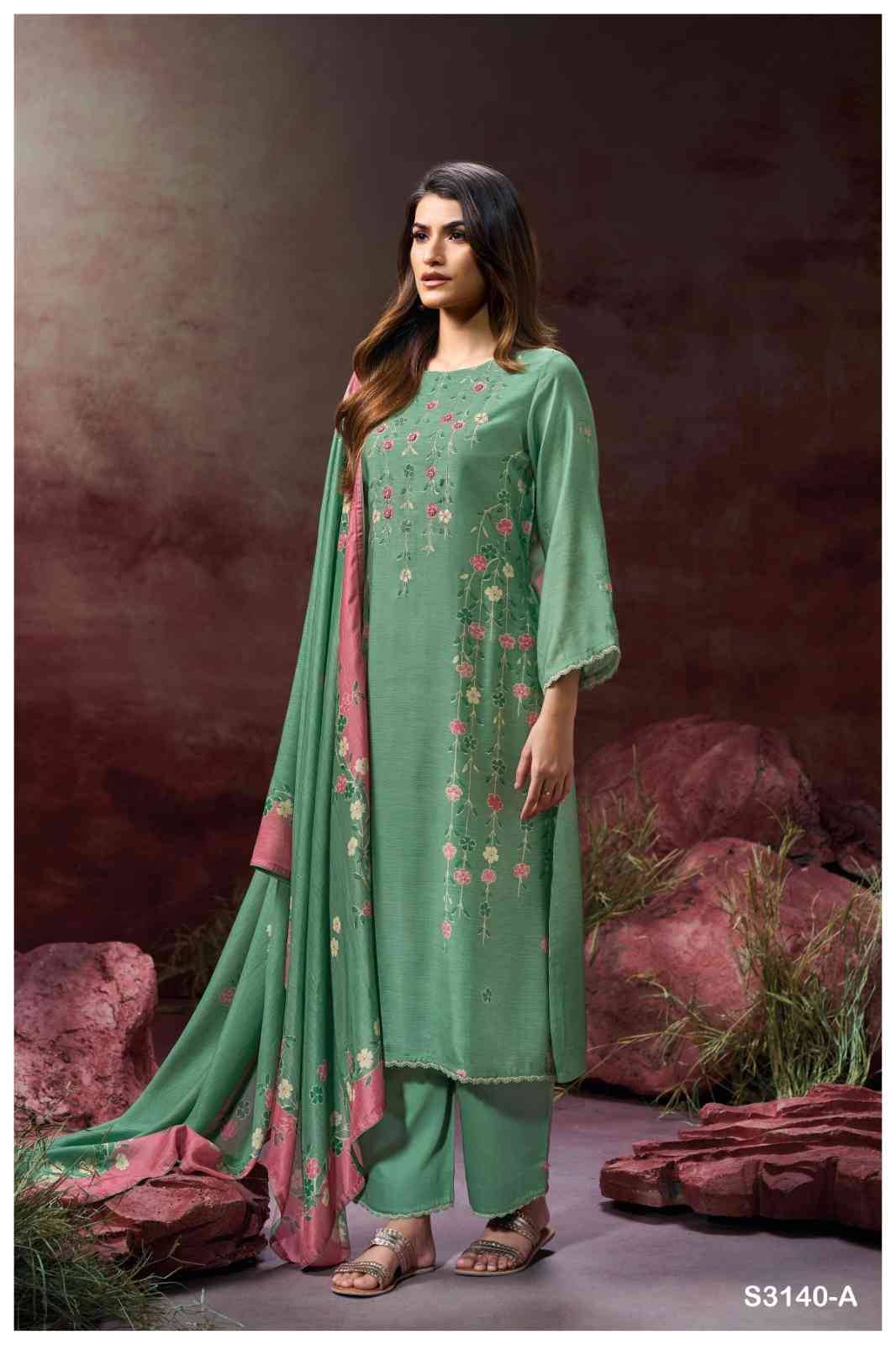 Krisa-3140 By Ganga Fashion 3140-A To 3140-D Series Beautiful Festive Suits Colorful Stylish Fancy Casual Wear & Ethnic Wear Pure Bemberg Silk Dresses At Wholesale Price