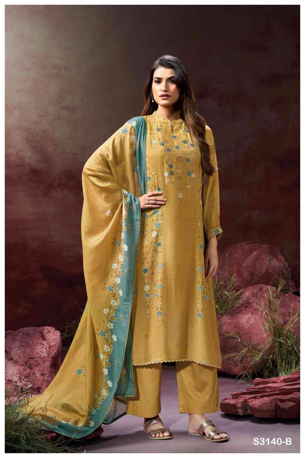 Krisa-3140 By Ganga Fashion 3140-A To 3140-D Series Beautiful Festive Suits Colorful Stylish Fancy Casual Wear & Ethnic Wear Pure Bemberg Silk Dresses At Wholesale Price