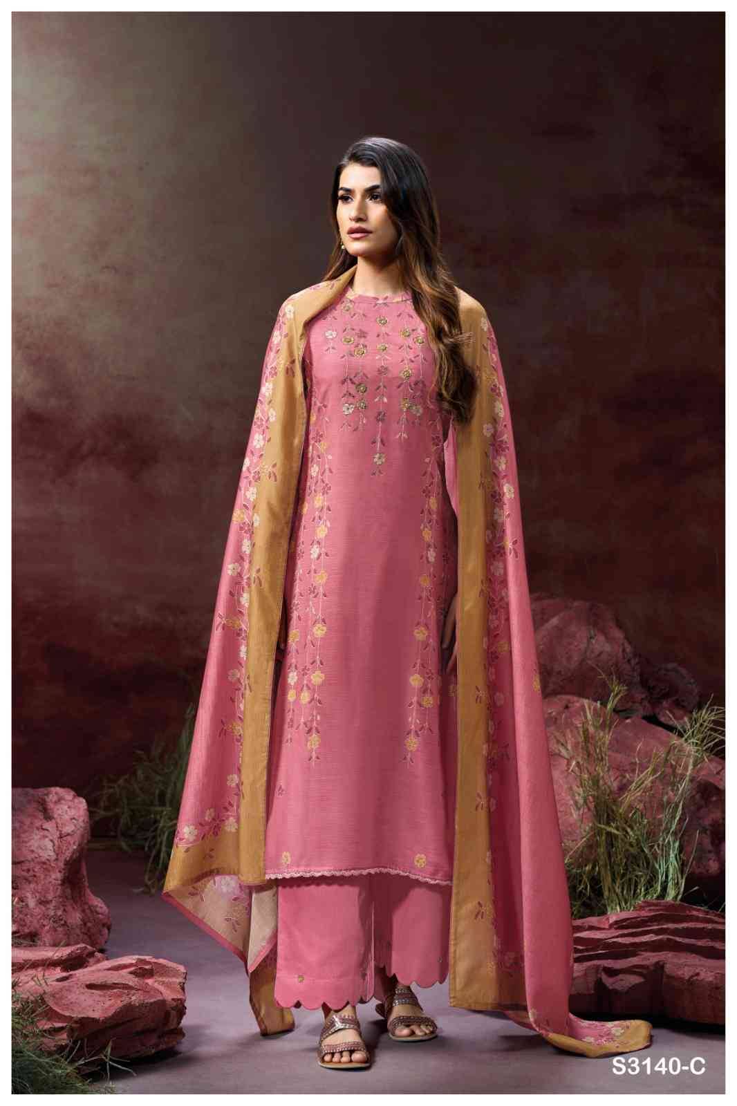 Krisa-3140 By Ganga Fashion 3140-A To 3140-D Series Beautiful Festive Suits Colorful Stylish Fancy Casual Wear & Ethnic Wear Pure Bemberg Silk Dresses At Wholesale Price