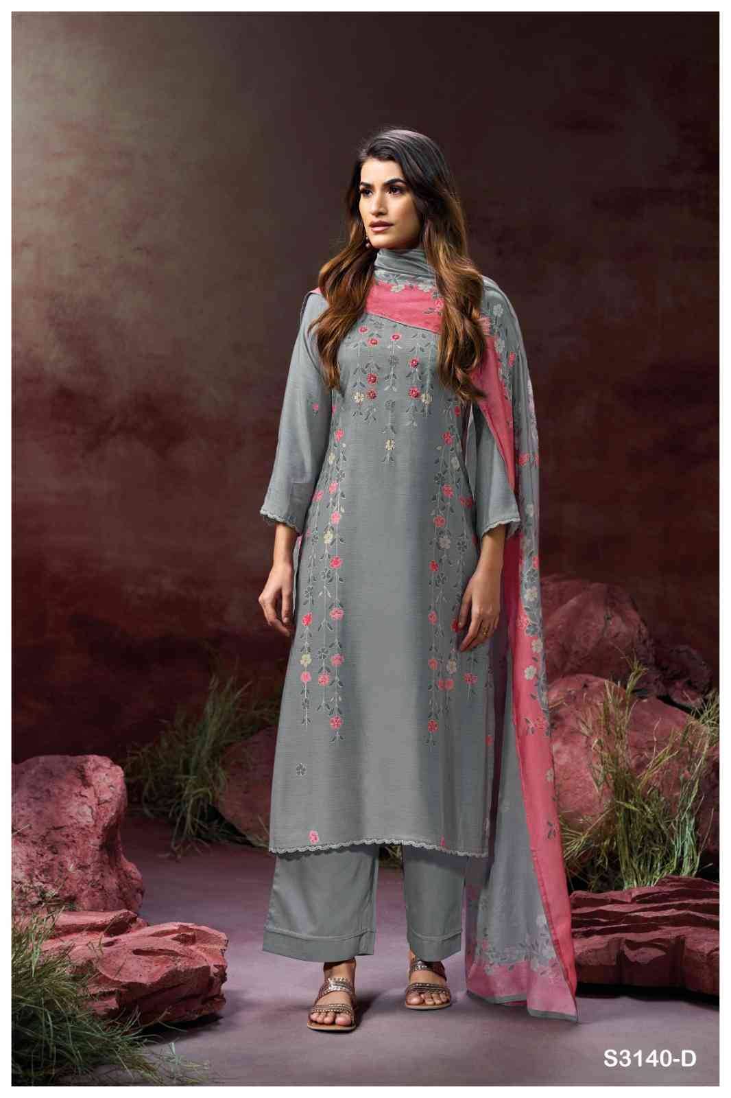 Krisa-3140 By Ganga Fashion 3140-A To 3140-D Series Beautiful Festive Suits Colorful Stylish Fancy Casual Wear & Ethnic Wear Pure Bemberg Silk Dresses At Wholesale Price