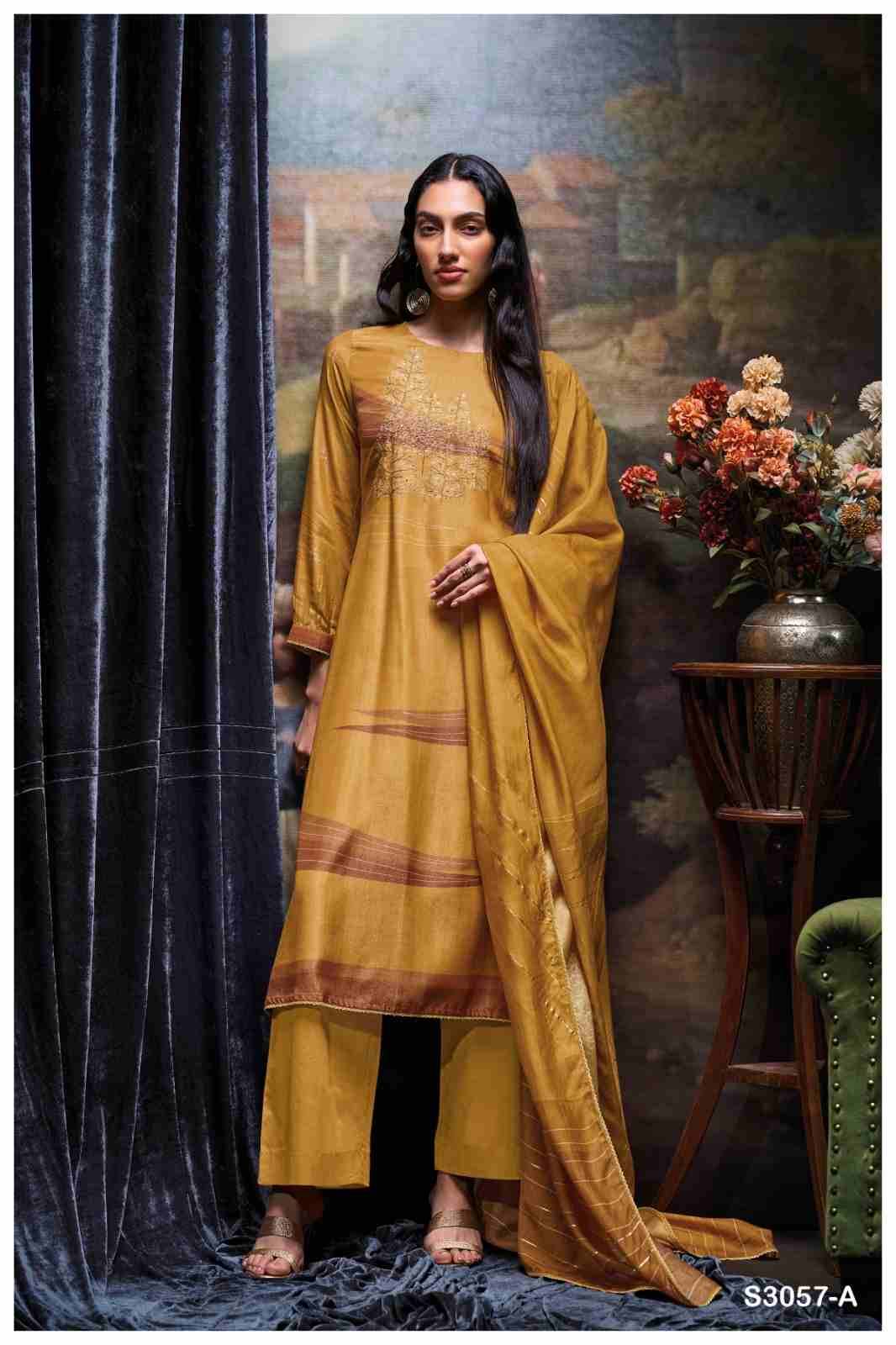 Tevy-3057 By Ganga Fashion 3057-A To 3057-D Series Beautiful Festive Suits Colorful Stylish Fancy Casual Wear & Ethnic Wear Pure Bemberg Silk Dresses At Wholesale Price