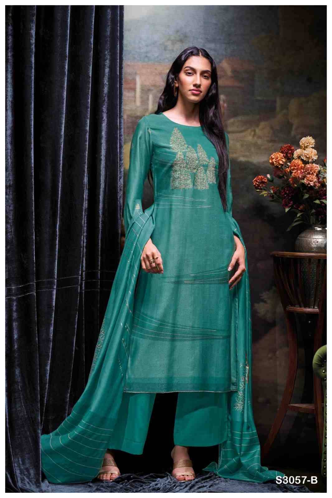 Tevy-3057 By Ganga Fashion 3057-A To 3057-D Series Beautiful Festive Suits Colorful Stylish Fancy Casual Wear & Ethnic Wear Pure Bemberg Silk Dresses At Wholesale Price