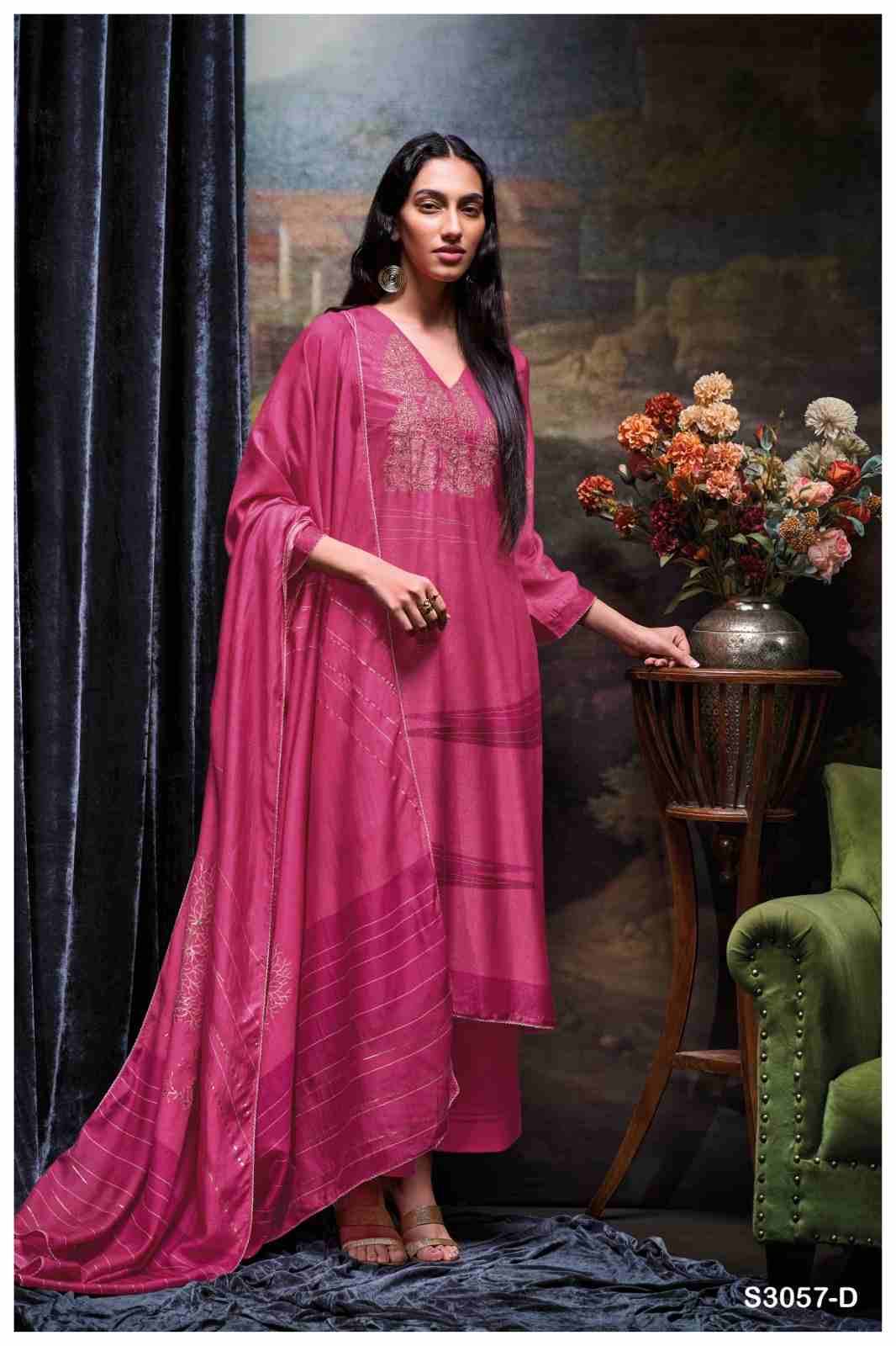 Tevy-3057 By Ganga Fashion 3057-A To 3057-D Series Beautiful Festive Suits Colorful Stylish Fancy Casual Wear & Ethnic Wear Pure Bemberg Silk Dresses At Wholesale Price