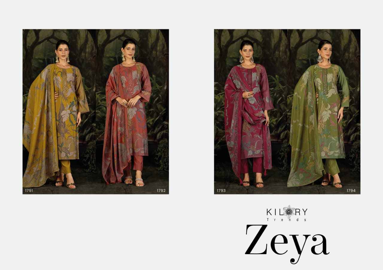 Zeya By Kilory 1791 To 1794 Series Designer Festive Suits Beautiful Fancy Colorful Stylish Party Wear & Occasional Wear Pure Muslin Silk Dresses At Wholesale Price