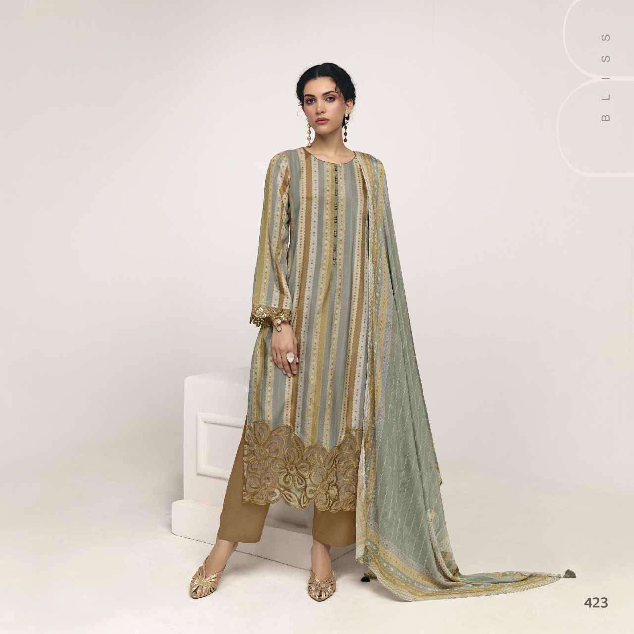 Zulfen By Sohni 421 To 424 Series Beautiful Suits Colorful Stylish Fancy Casual Wear & Ethnic Wear Pure Muslin Dresses At Wholesale Price