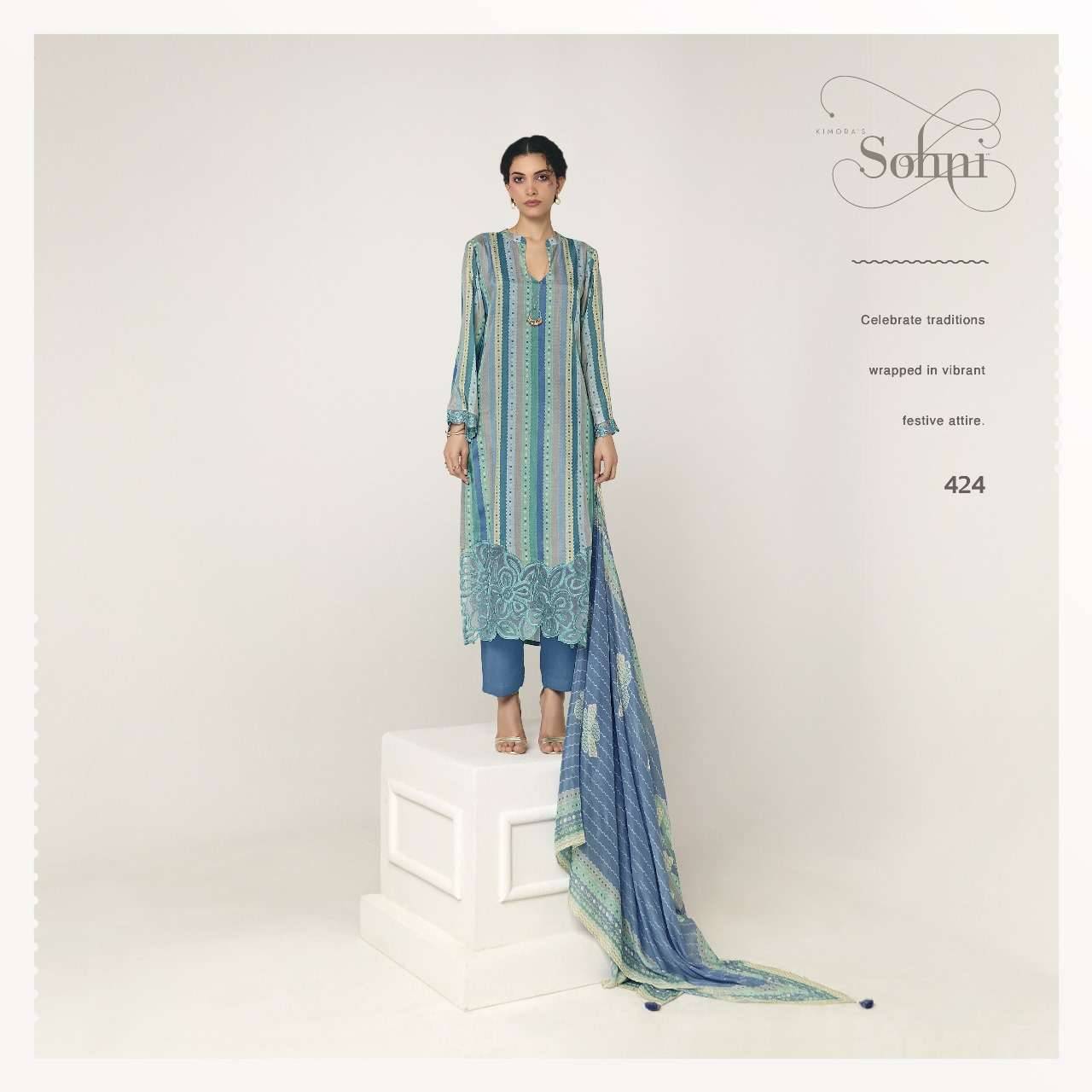 Zulfen By Sohni 421 To 424 Series Beautiful Suits Colorful Stylish Fancy Casual Wear & Ethnic Wear Pure Muslin Dresses At Wholesale Price