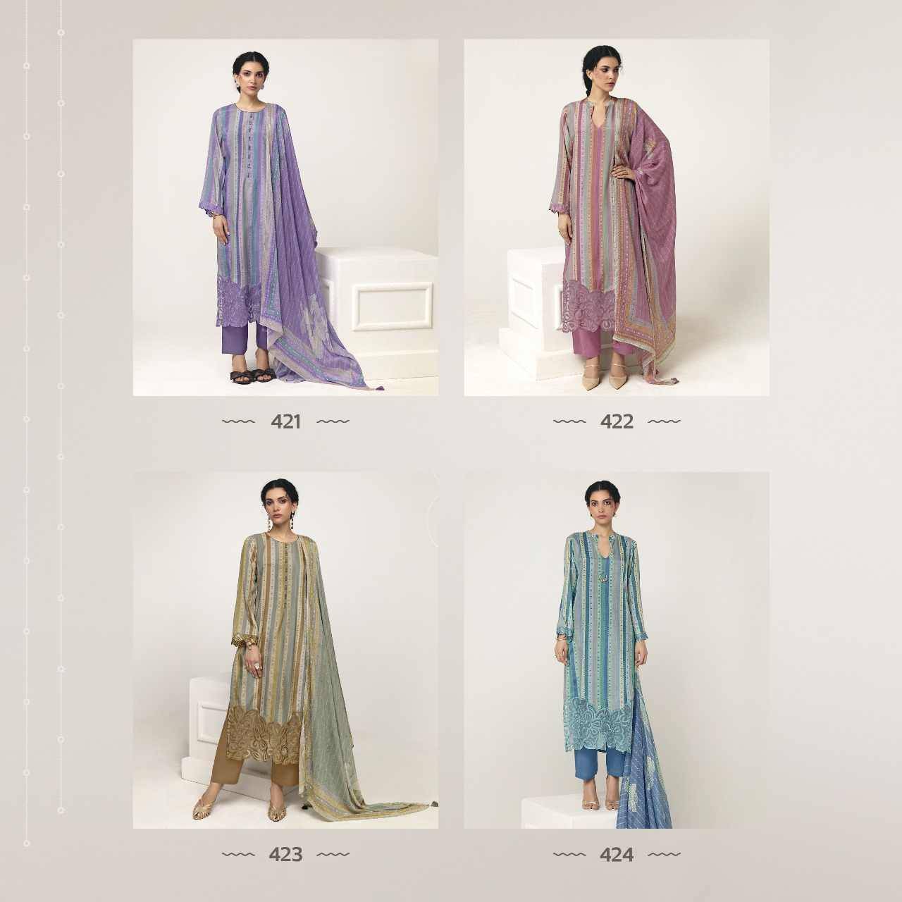 Zulfen By Sohni 421 To 424 Series Beautiful Suits Colorful Stylish Fancy Casual Wear & Ethnic Wear Pure Muslin Dresses At Wholesale Price
