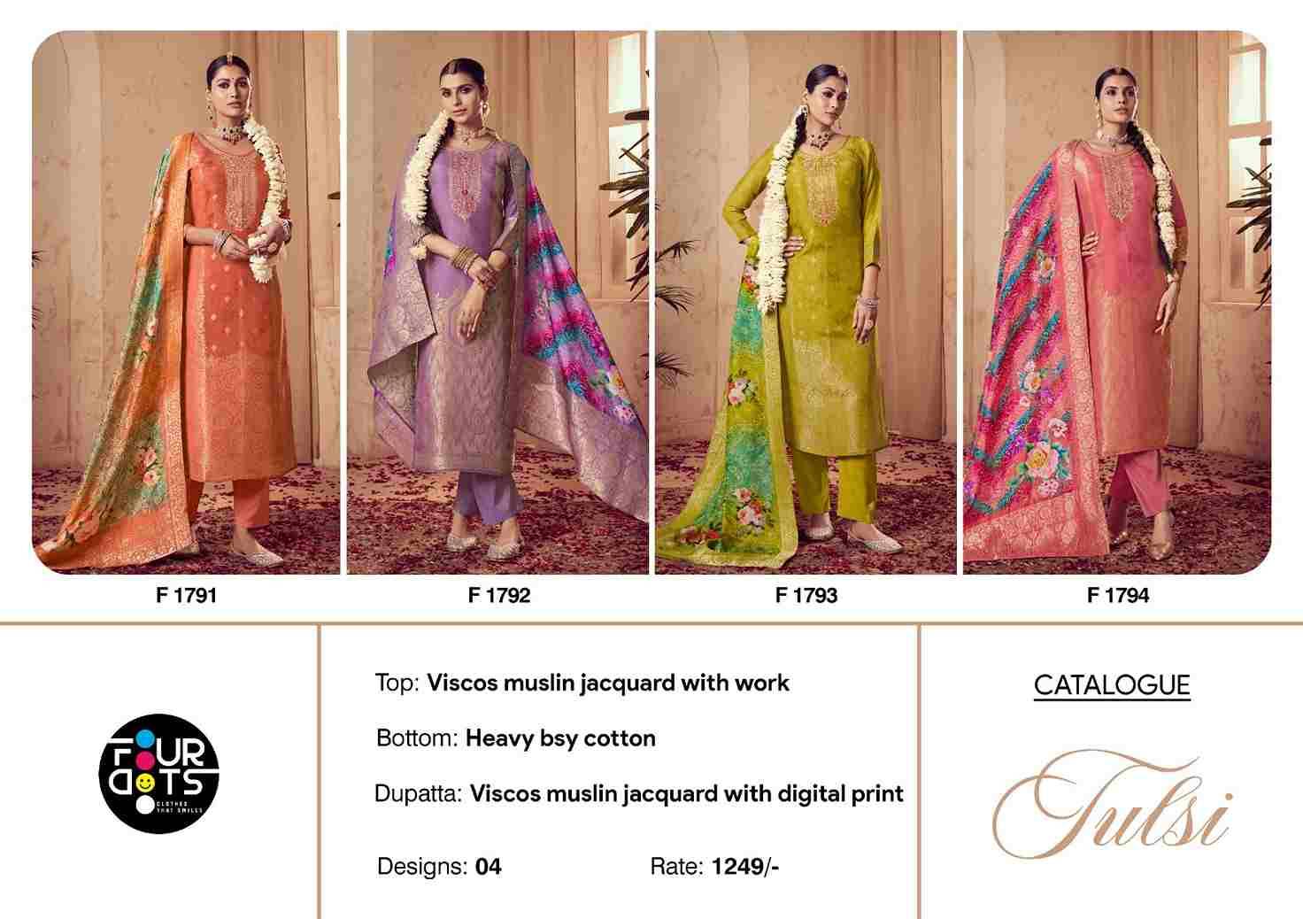 Tulsi By Four Dots 1791 To 1794 Series Designer Stylish Fancy Colorful Beautiful Party Wear & Ethnic Wear Collection Viscose Muslin Jacquard Dresses At Wholesale Price