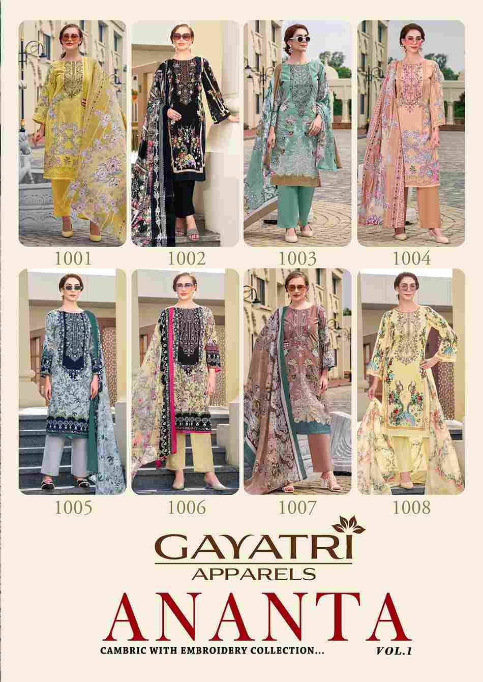 Ananta Vol-1 By Gayatri 1001 To 1008 Series Designer Stylish Fancy Colorful Beautiful Party Wear & Ethnic Wear Collection Cambric Cotton Dresses At Wholesale Price