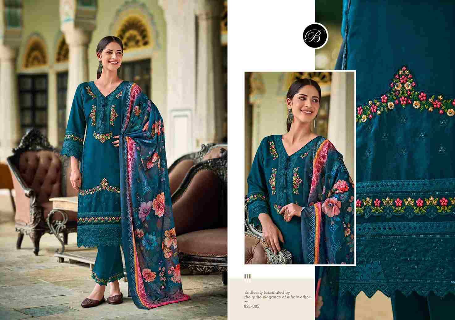 Hazel By Belliza 821-001 To 821-006 Series Beautiful Festive Suits Stylish Fancy Colorful Casual Wear & Ethnic Wear Pure Roman Silk Dresses At Wholesale Price