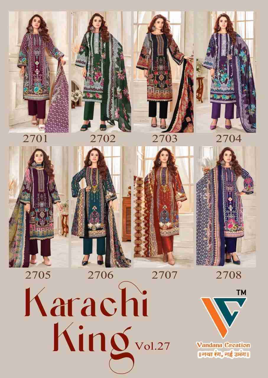 Karachi King Vol-27 By Vandana Creation 2701 To 2708 Series Beautiful Festive Suits Stylish Fancy Colorful Casual Wear & Ethnic Wear Cotton Print Dresses At Wholesale Price
