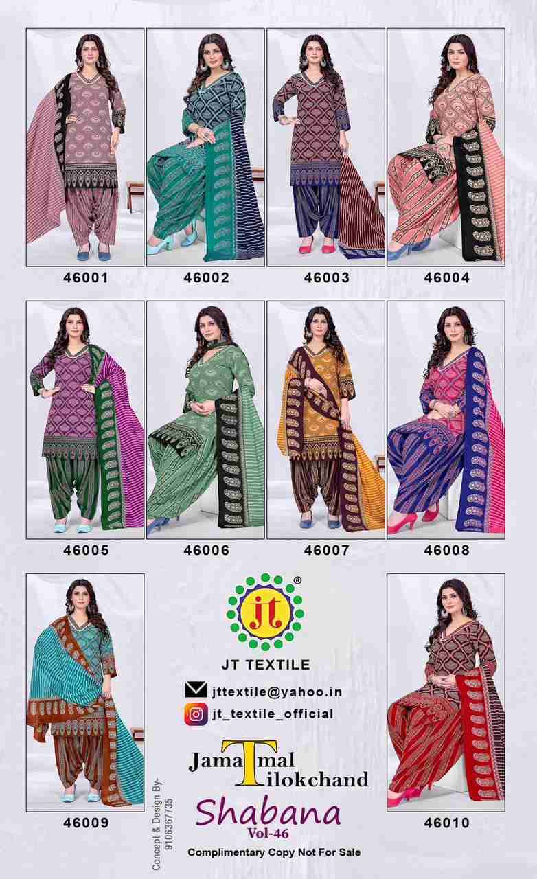 Shabana Vol-46 By JT 46001 To 46010 Series Beautiful Festive Suits Colorful Stylish Fancy Casual Wear & Ethnic Wear Cotton Dresses At Wholesale Price