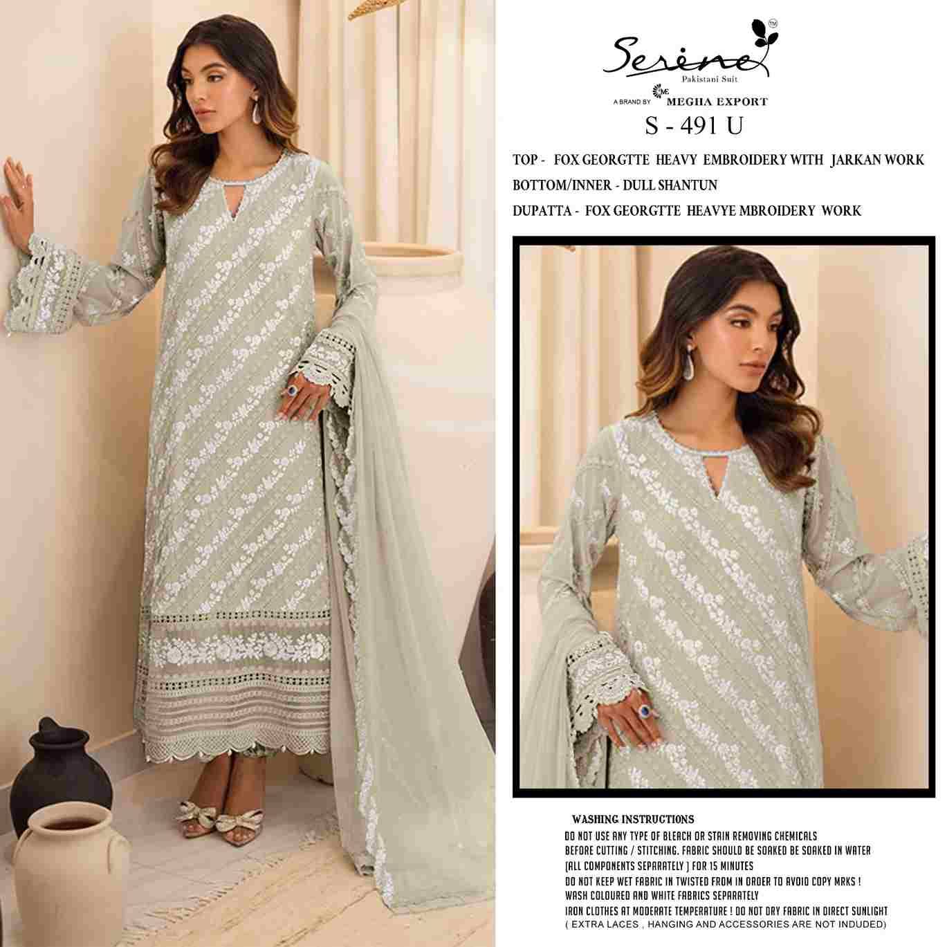 Serene Hit Design S-491 Colours Vol-6 By Serene S-491-U To S-491-X Series Designer Pakistani Suits Beautiful Fancy Colorful Stylish Party Wear & Occasional Wear Faux Georgette Embroidered Dresses At Wholesale Price