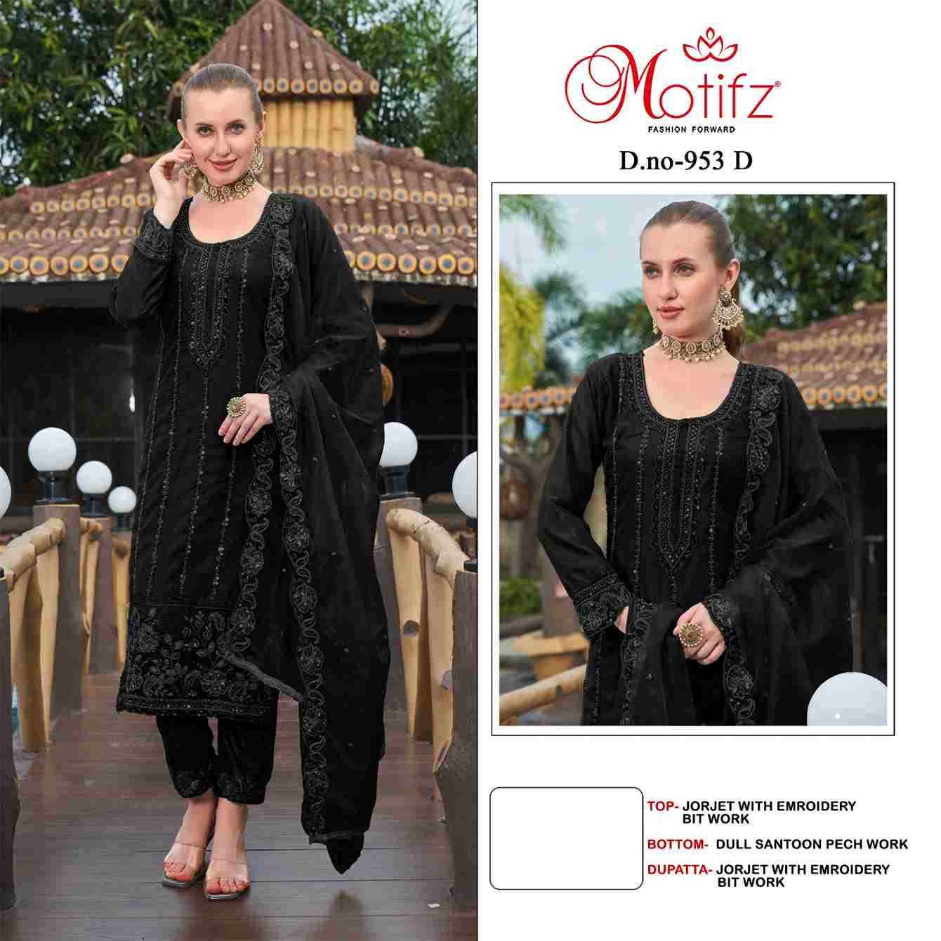 Motifz Hit Design 953 Colours By Motifz 953-A To 953-D Series Beautiful Pakistani Suits Colorful Stylish Fancy Casual Wear & Ethnic Wear Georgette Dresses At Wholesale Price