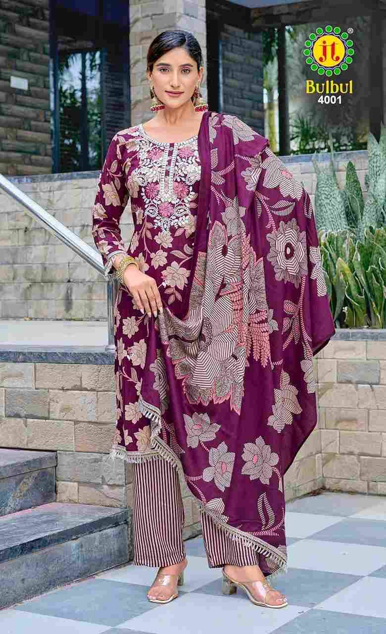 Bulbul Vol-4 By JT 4001 To 4005 Series Beautiful Festive Suits Colorful Stylish Fancy Casual Wear & Ethnic Wear Rayon Dresses At Wholesale Price