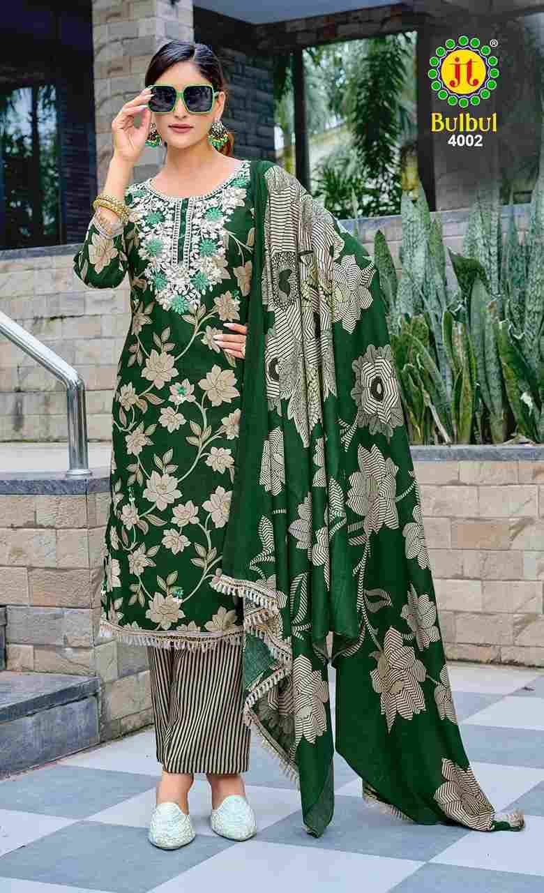 Bulbul Vol-4 By JT 4001 To 4005 Series Beautiful Festive Suits Colorful Stylish Fancy Casual Wear & Ethnic Wear Rayon Dresses At Wholesale Price