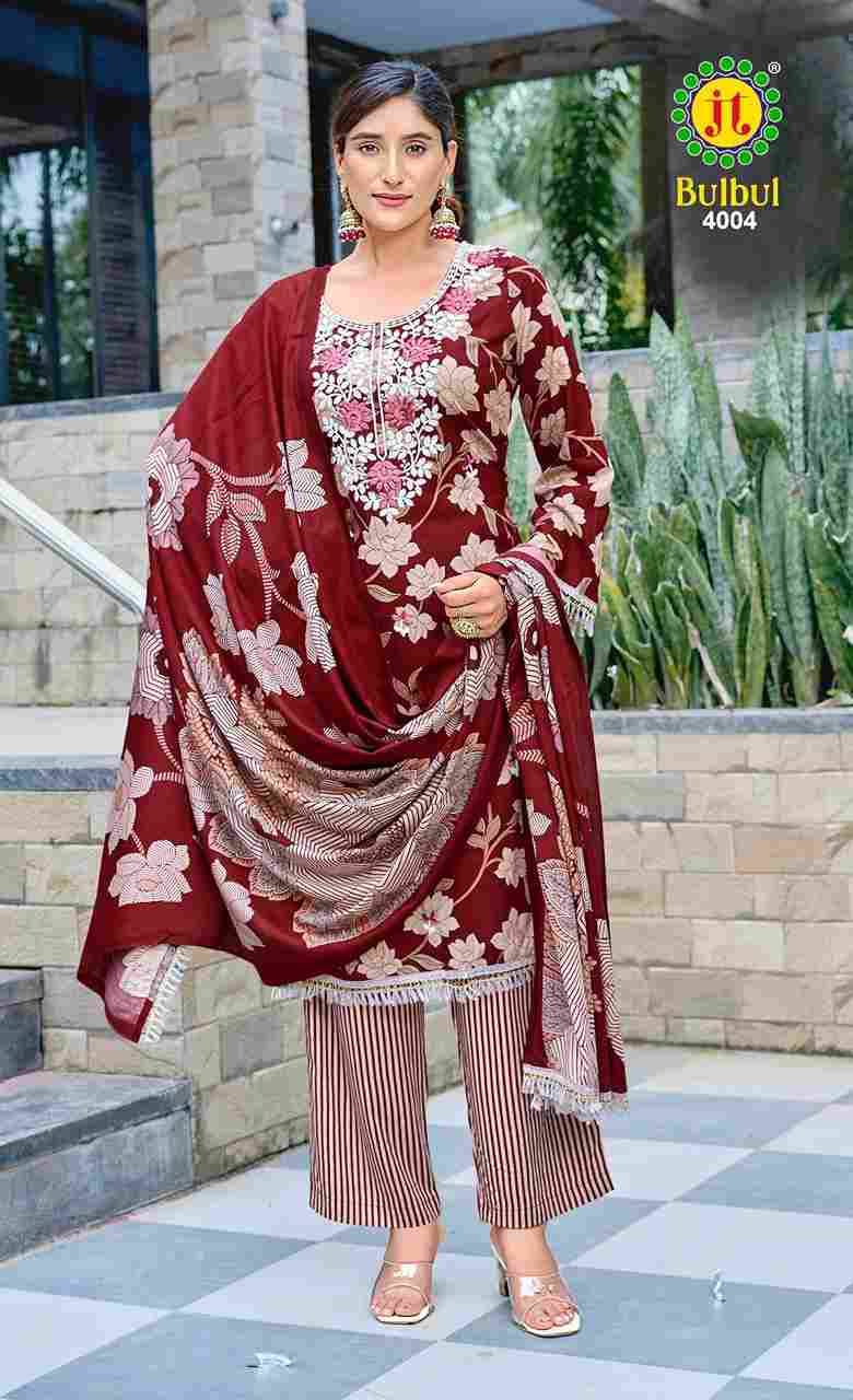 Bulbul Vol-4 By JT 4001 To 4005 Series Beautiful Festive Suits Colorful Stylish Fancy Casual Wear & Ethnic Wear Rayon Dresses At Wholesale Price