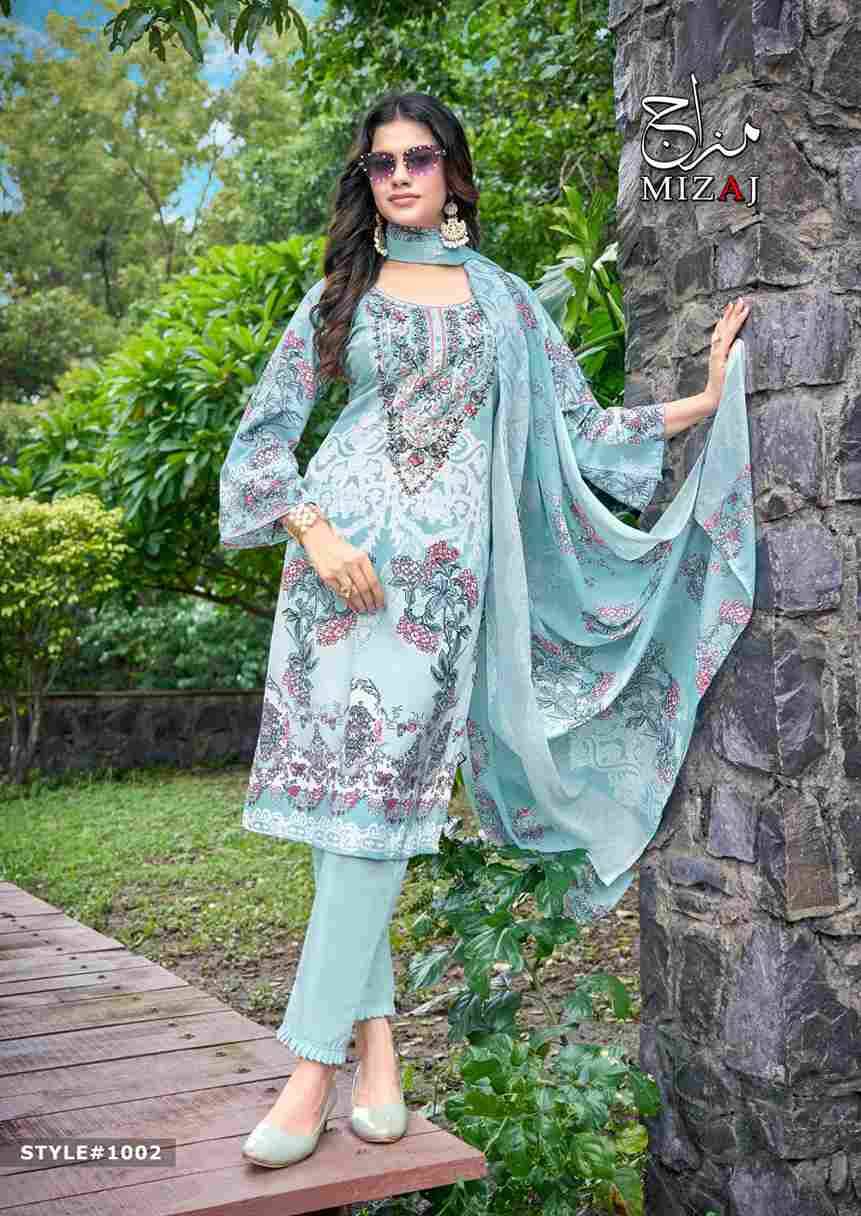 M.Prints Vol-1 By Mizaj 1001 To 1008 Series Beautiful Suits Colorful Stylish Fancy Casual Wear & Ethnic Wear Premium Cotton Print Dresses At Wholesale Price