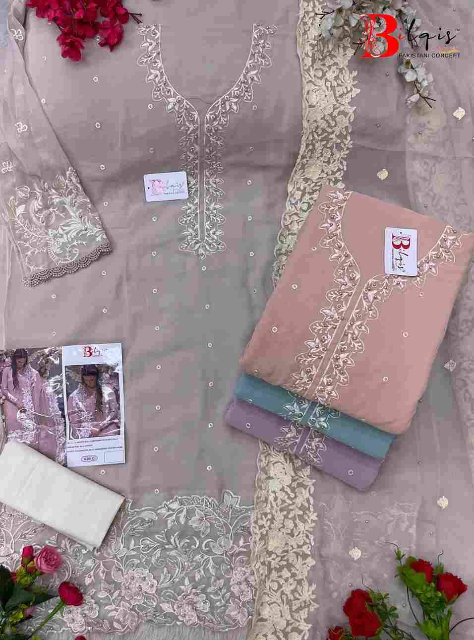 Bilqis 203 Colours By Bilqis 203-A To 203-D Series Beautiful Pakistani Suits Stylish Fancy Colorful Party Wear & Occasional Wear Faux Georgette Embroidery Dresses At Wholesale Price