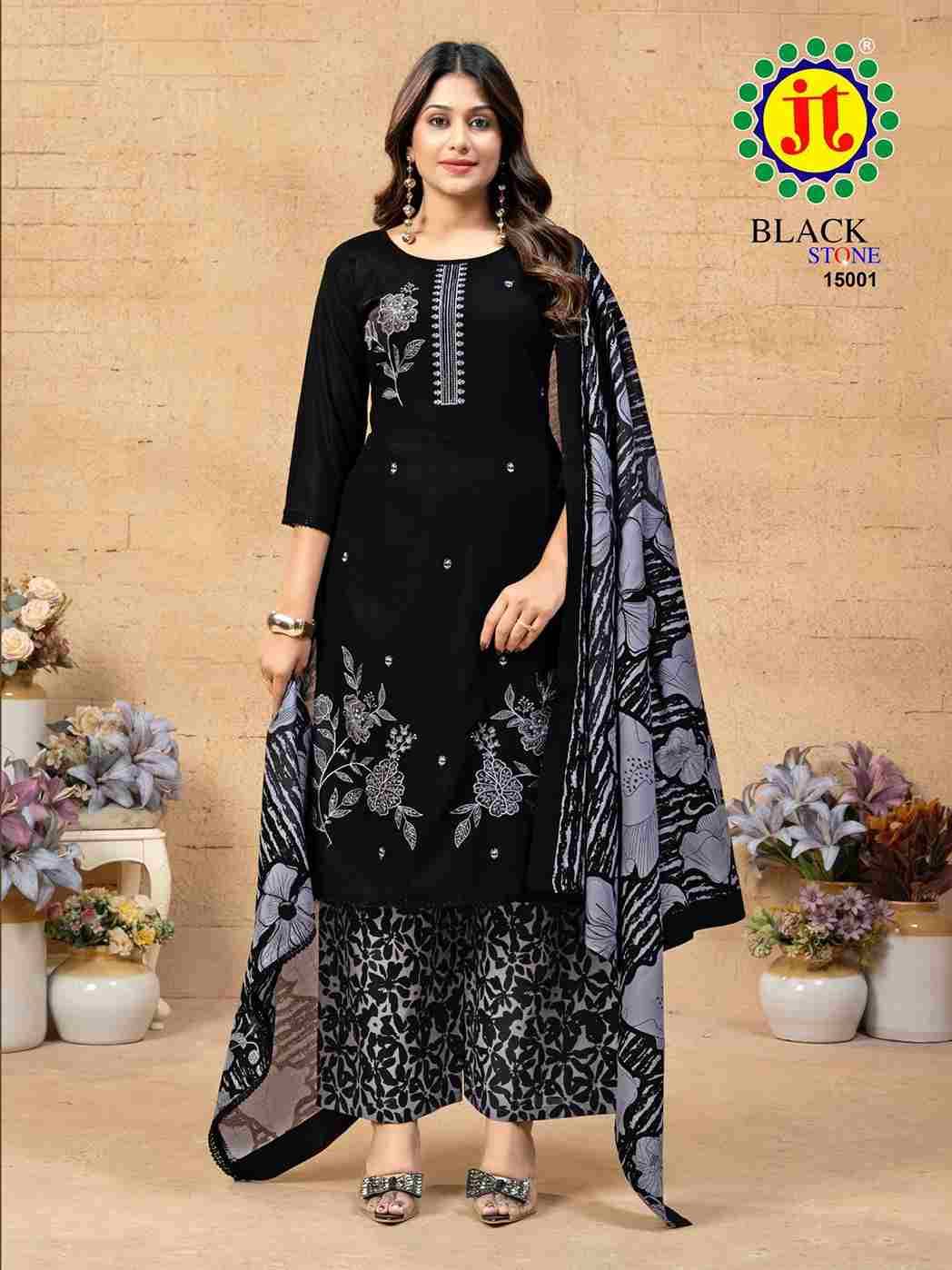 Black Stone Vol-15 By JT 15001 To 15005 Series Beautiful Festive Suits Colorful Stylish Fancy Casual Wear & Ethnic Wear Rayon Dresses At Wholesale Price