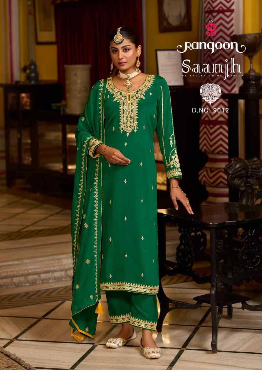 Saanjh By Rangoon 9011 To 9014 Series Beautiful Festive Suits Colorful Stylish Fancy Casual Wear & Ethnic Wear Pure Chinnon Dresses At Wholesale Price