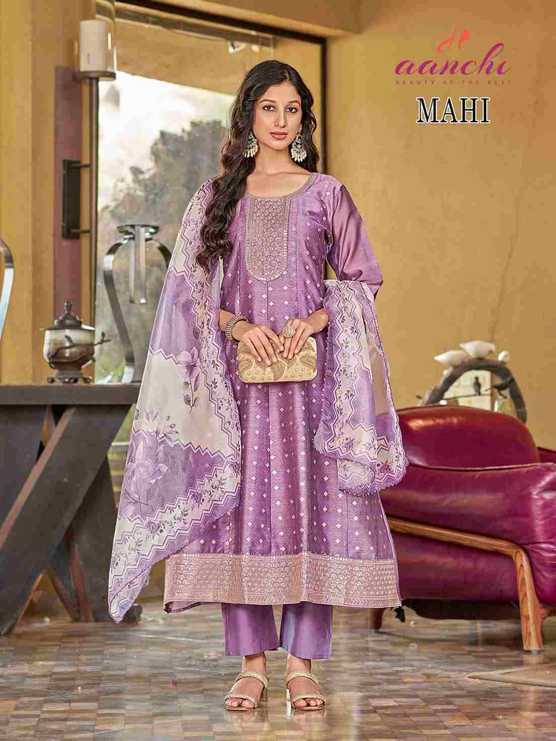 Mahi By Aanchi 01 To 04 Series Beautiful Festive Suits Colorful Stylish Fancy Casual Wear & Ethnic Wear Simmer Jacquard Dresses At Wholesale Price