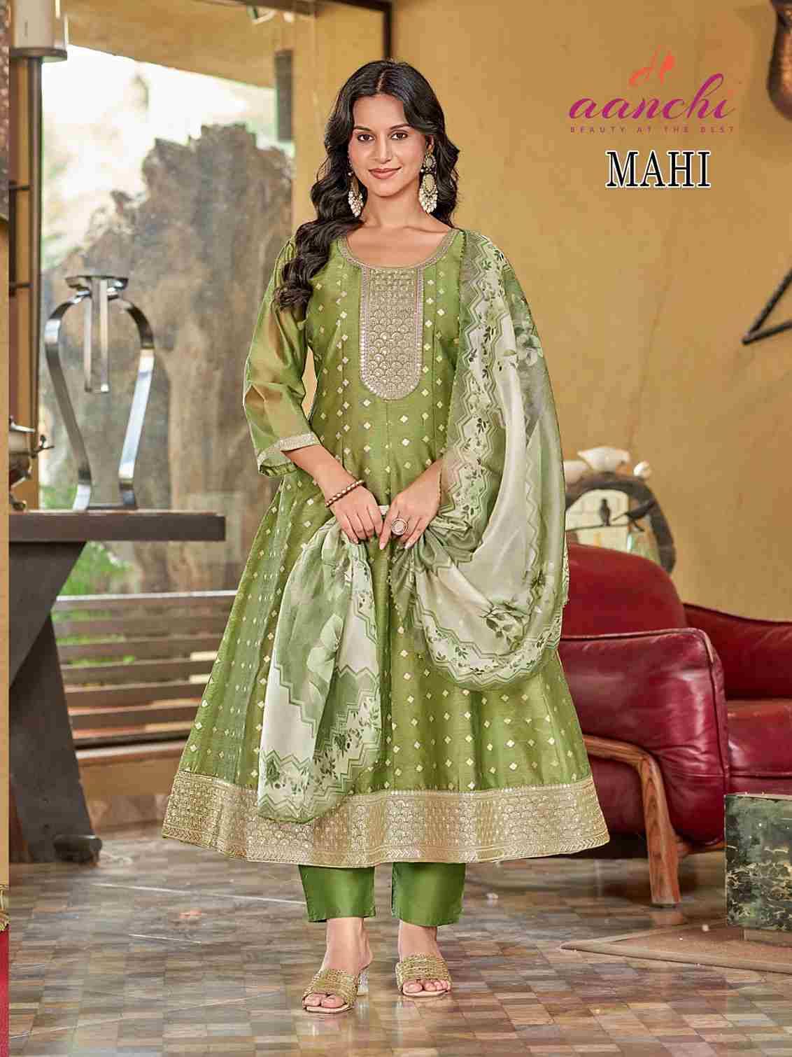 Mahi By Aanchi 01 To 04 Series Beautiful Festive Suits Colorful Stylish Fancy Casual Wear & Ethnic Wear Simmer Jacquard Dresses At Wholesale Price