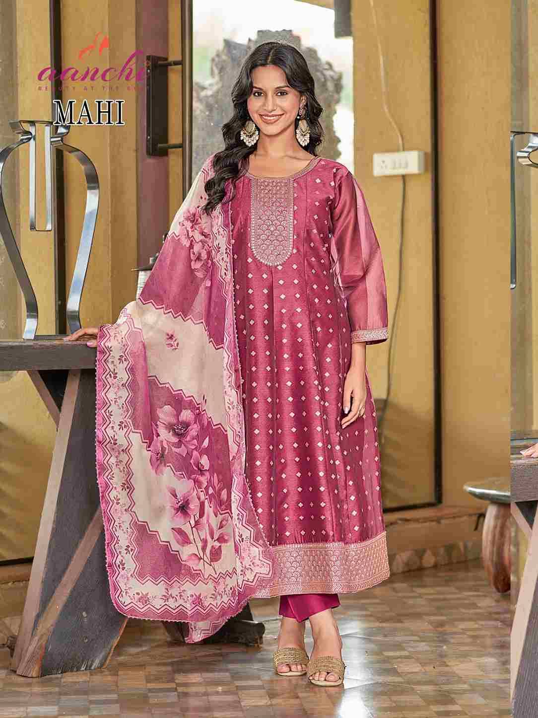 Mahi By Aanchi 01 To 04 Series Beautiful Festive Suits Colorful Stylish Fancy Casual Wear & Ethnic Wear Simmer Jacquard Dresses At Wholesale Price
