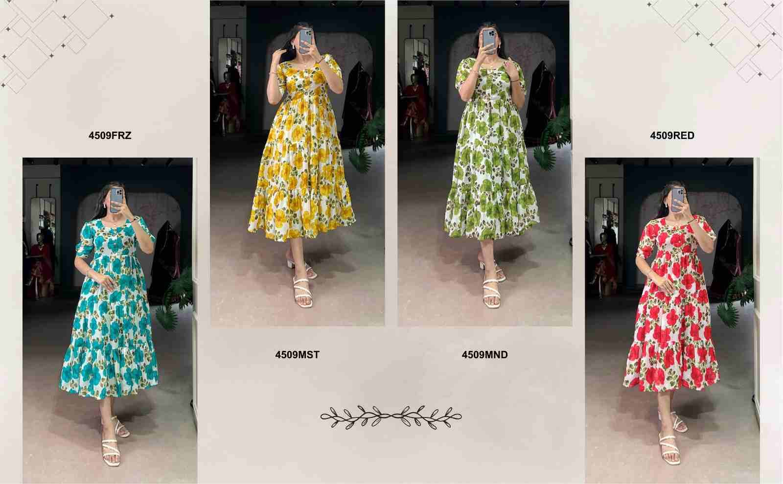 4509 By Kaamiri 4509-A To 4509-D Series Designer Stylish Fancy Colorful Beautiful Party Wear & Ethnic Wear Collection Vichitra Silk Print Kurtis At Wholesale Price