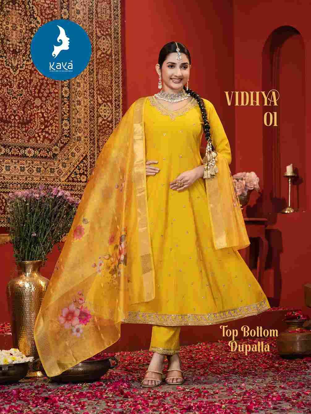Vidhya By Kaya 01 To 06 Series Beautiful Stylish Anarkali Suits Fancy Colorful Casual Wear & Ethnic Wear & Ready To Wear Roman Silk Dresses At Wholesale Price