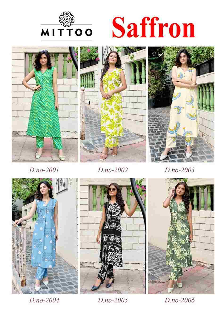 Saffron By Mittoo 2001 To 2006 Series Designer Stylish Fancy Colorful Beautiful Party Wear & Ethnic Wear Collection Rayon Print Co-Ord At Wholesale Price