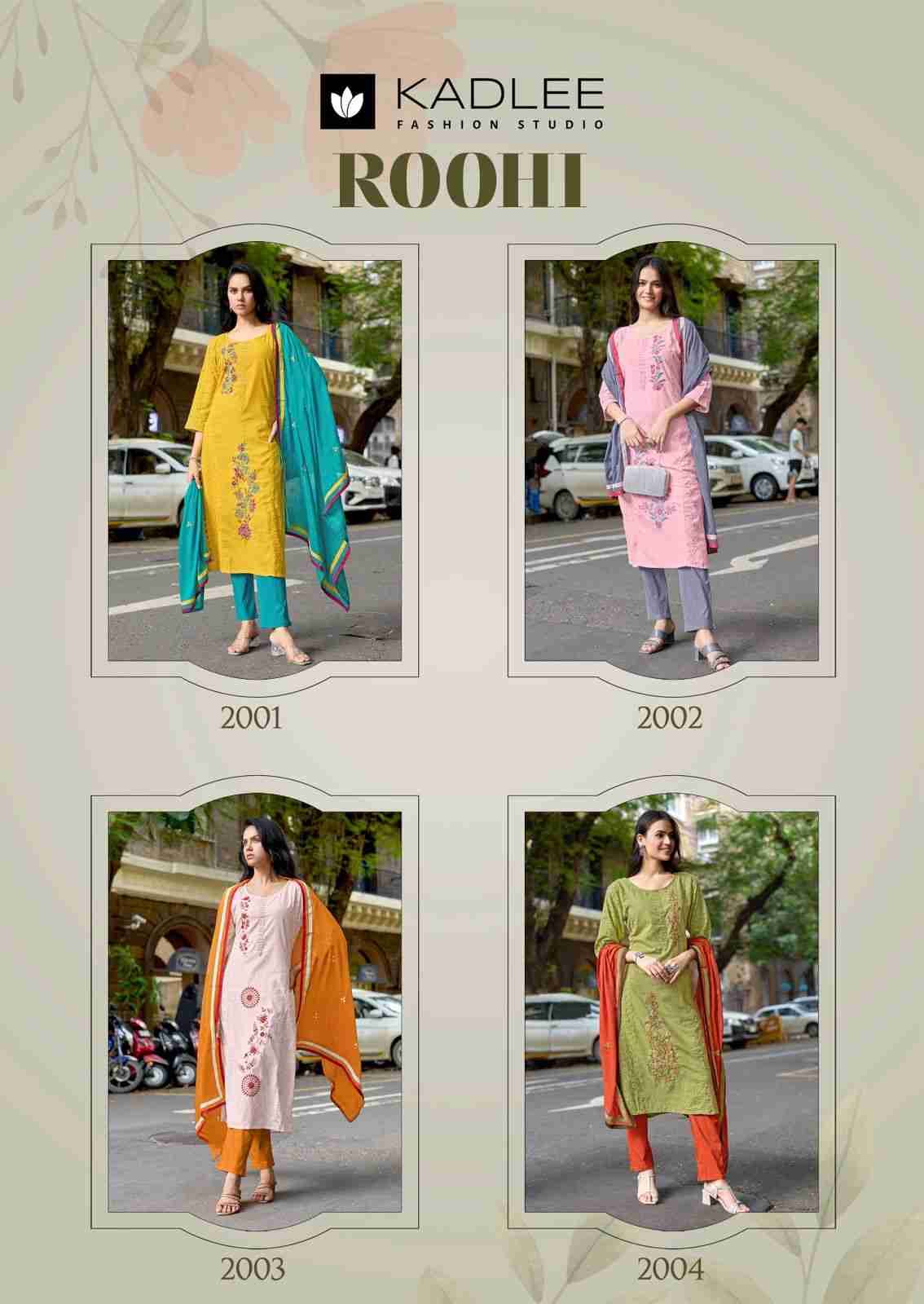 Roohi By Kadlee 2001 To 2004 Series Beautiful Festive Suits Colorful Stylish Fancy Casual Wear & Ethnic Wear Pure Cotton With Work Dresses At Wholesale Price