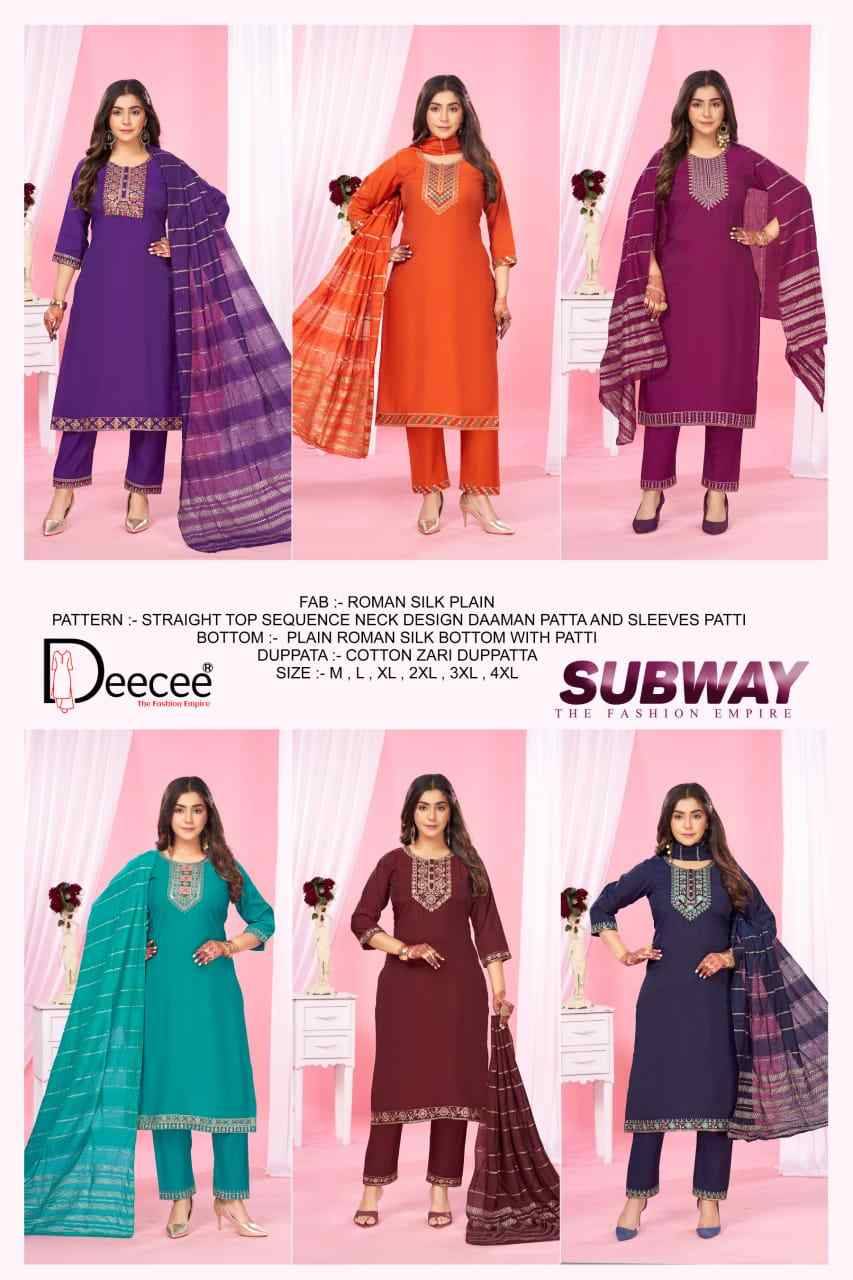 Subway By Dee Cee 101 To 106 Series Designer Stylish Fancy Colorful Beautiful Party Wear & Ethnic Wear Collection Roman Silk Dresses At Wholesale Price