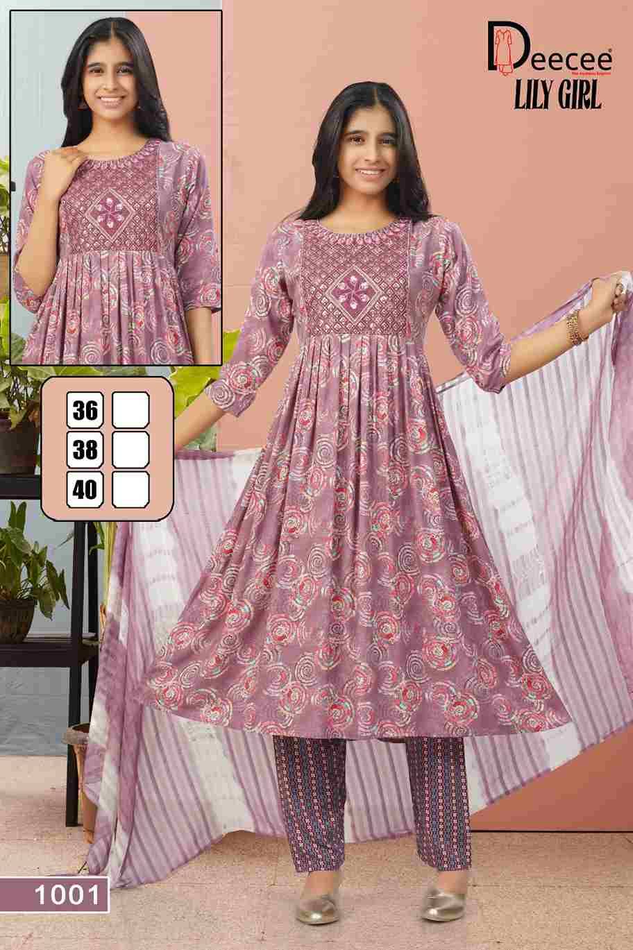 Lily Girl By Dee Cee 1001 To 1006 Series Designer Stylish Fancy Colorful Beautiful Party Wear & Ethnic Wear Collection Rayon Foil Dresses At Wholesale Price