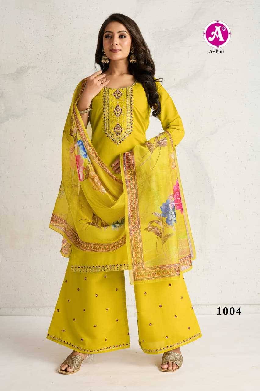 Alishba By A Plus Combo Set 1001 To 1004 Series Beautiful Sharara Suits Colorful Stylish Fancy Casual Wear & Ethnic Wear Viscose Silk Dresses At Wholesale Price