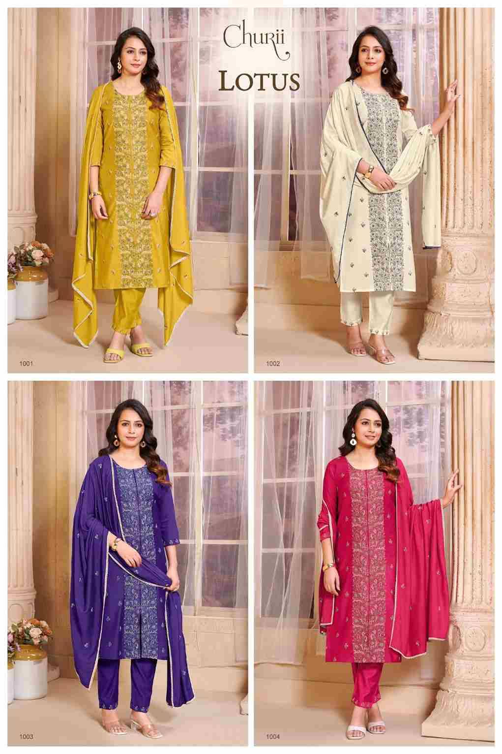 Lotus By Churii 1001 To 1004 Series Beautiful Festive Suits Colorful Stylish Fancy Casual Wear & Ethnic Wear Viscose Vatican Dresses At Wholesale Price