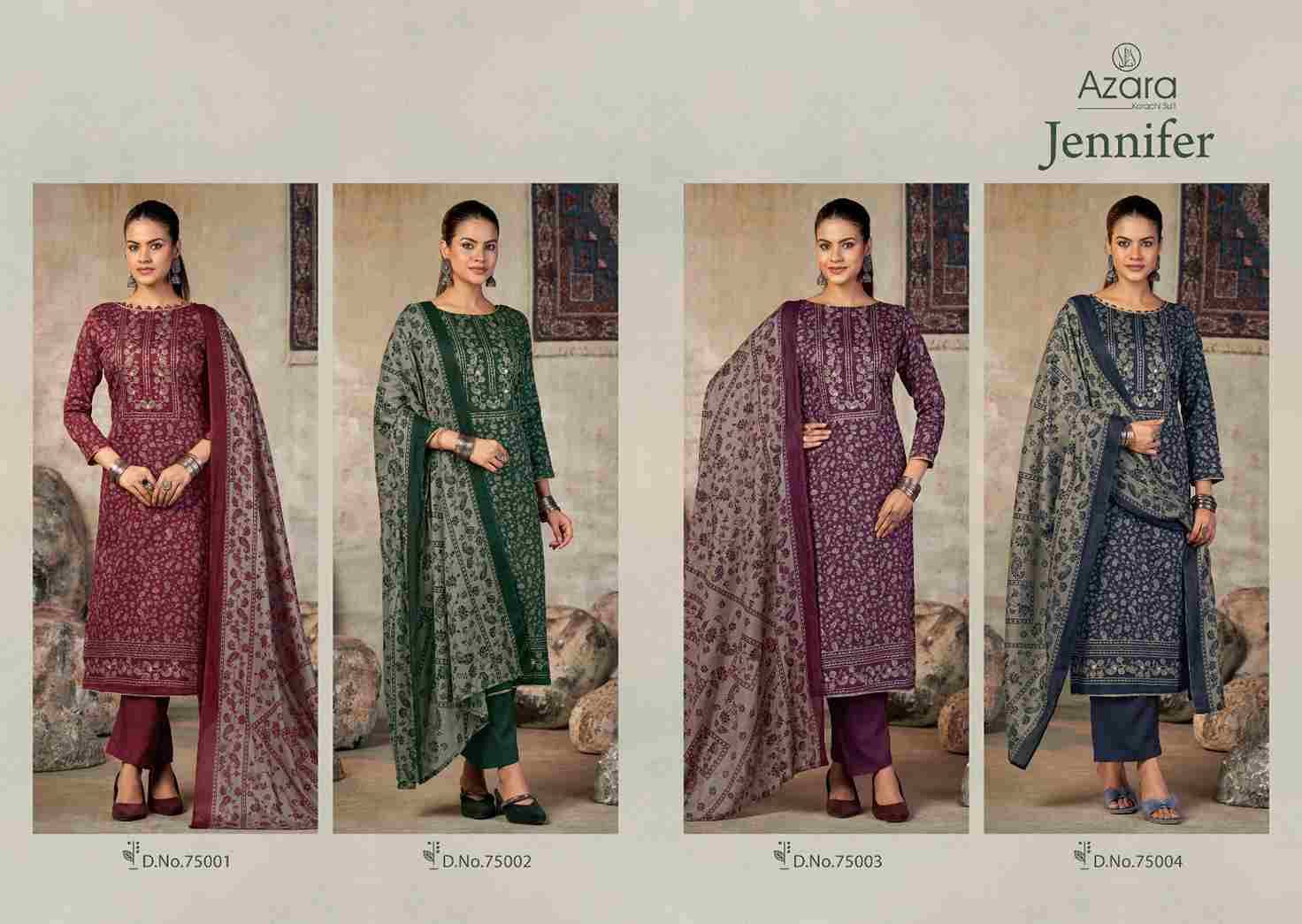 Jennifer By Azara 75001 To 75004 Series Designer Stylish Fancy Colorful Beautiful Party Wear & Ethnic Wear Collection Pure Jam Cotton Dresses At Wholesale Price