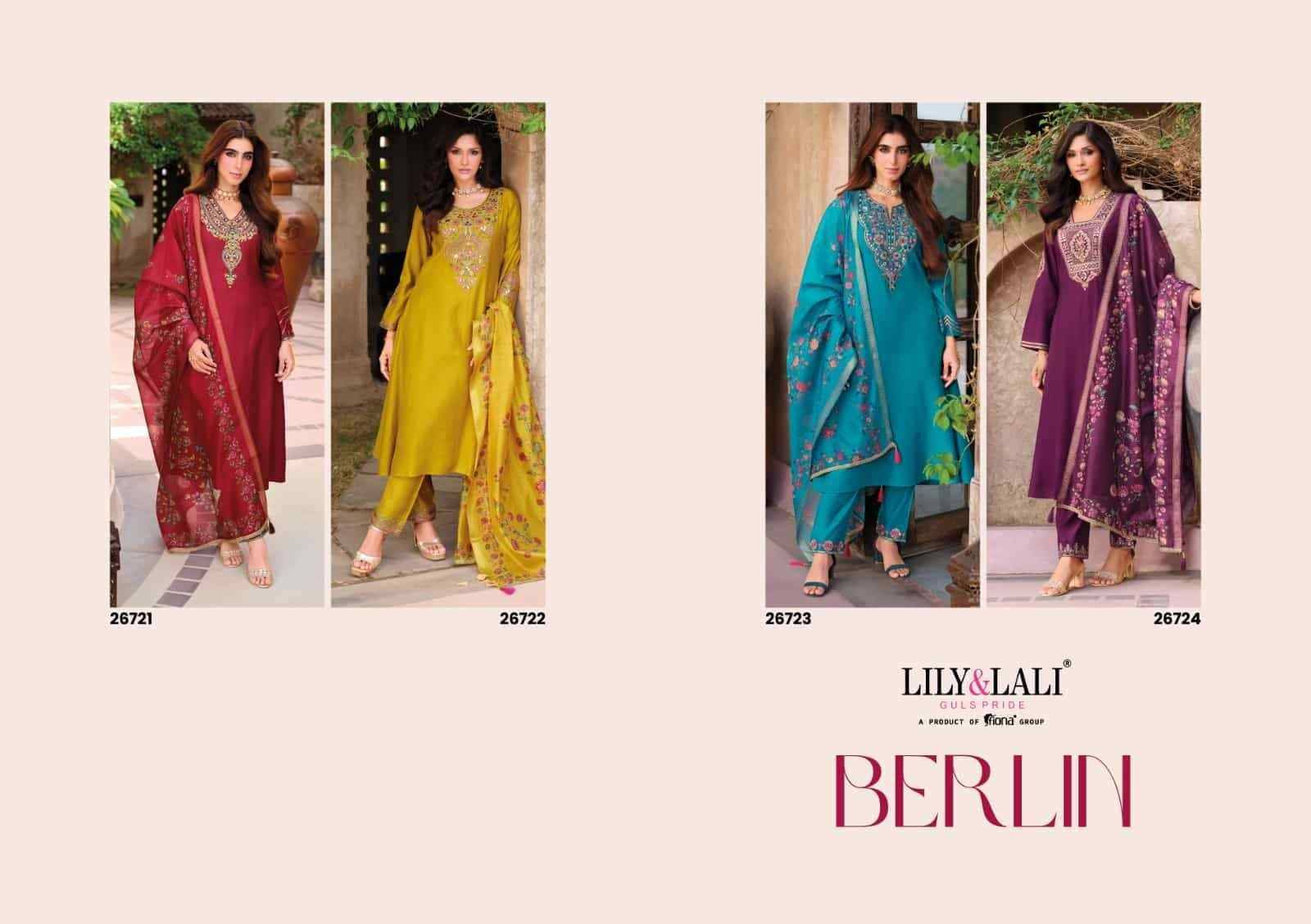 Berlin By Lily And Lali 26721 To 26724 Series Beautiful Festive Suits Colorful Stylish Fancy Casual Wear & Ethnic Wear Viscose Silk Embroidery Dresses At Wholesale Price