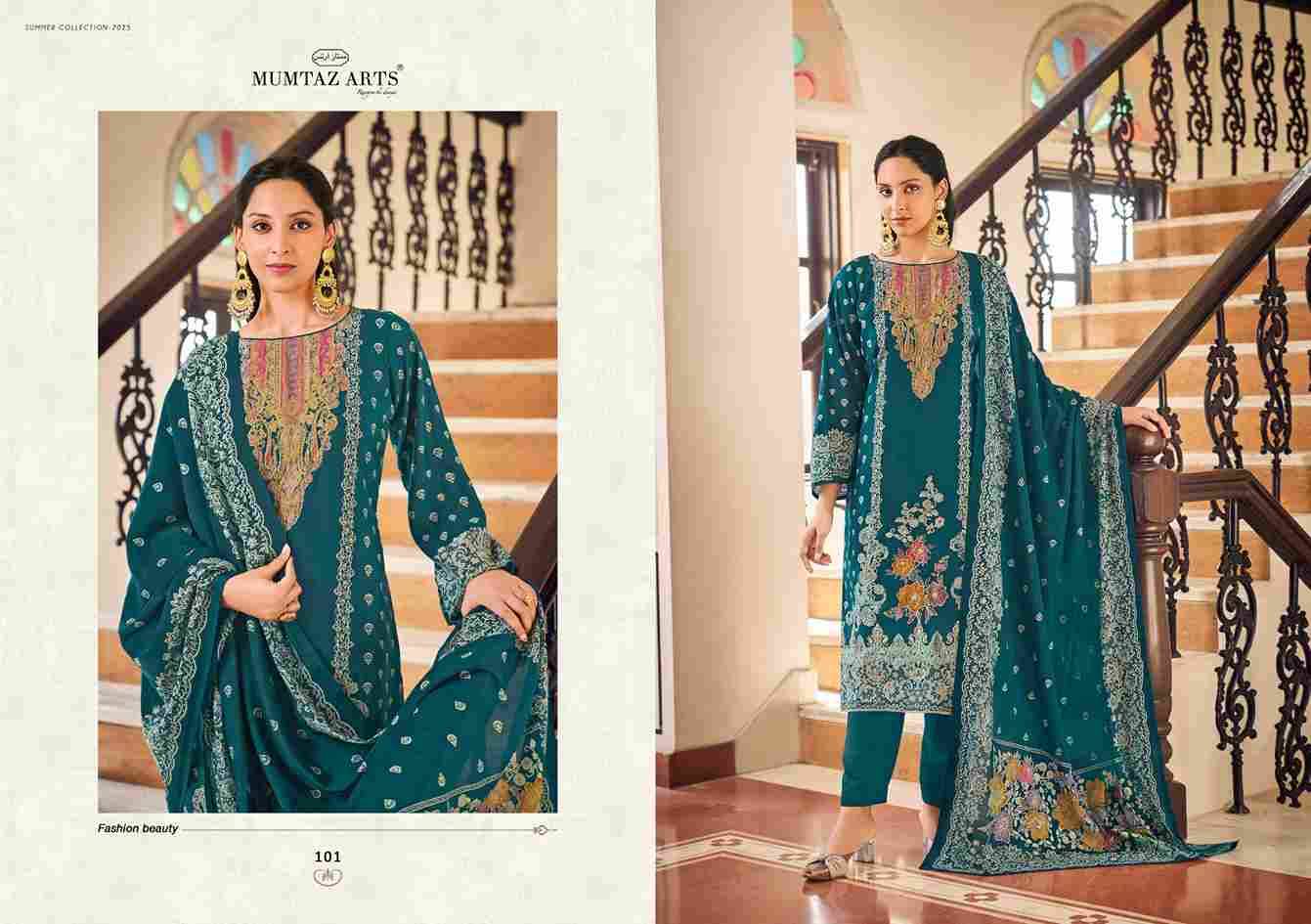 Alina By Mumtaz Arts 101 To 104 Series Beautiful Festive Suits Colorful Stylish Fancy Casual Wear & Ethnic Wear Pure Muslin Print Dresses At Wholesale Price