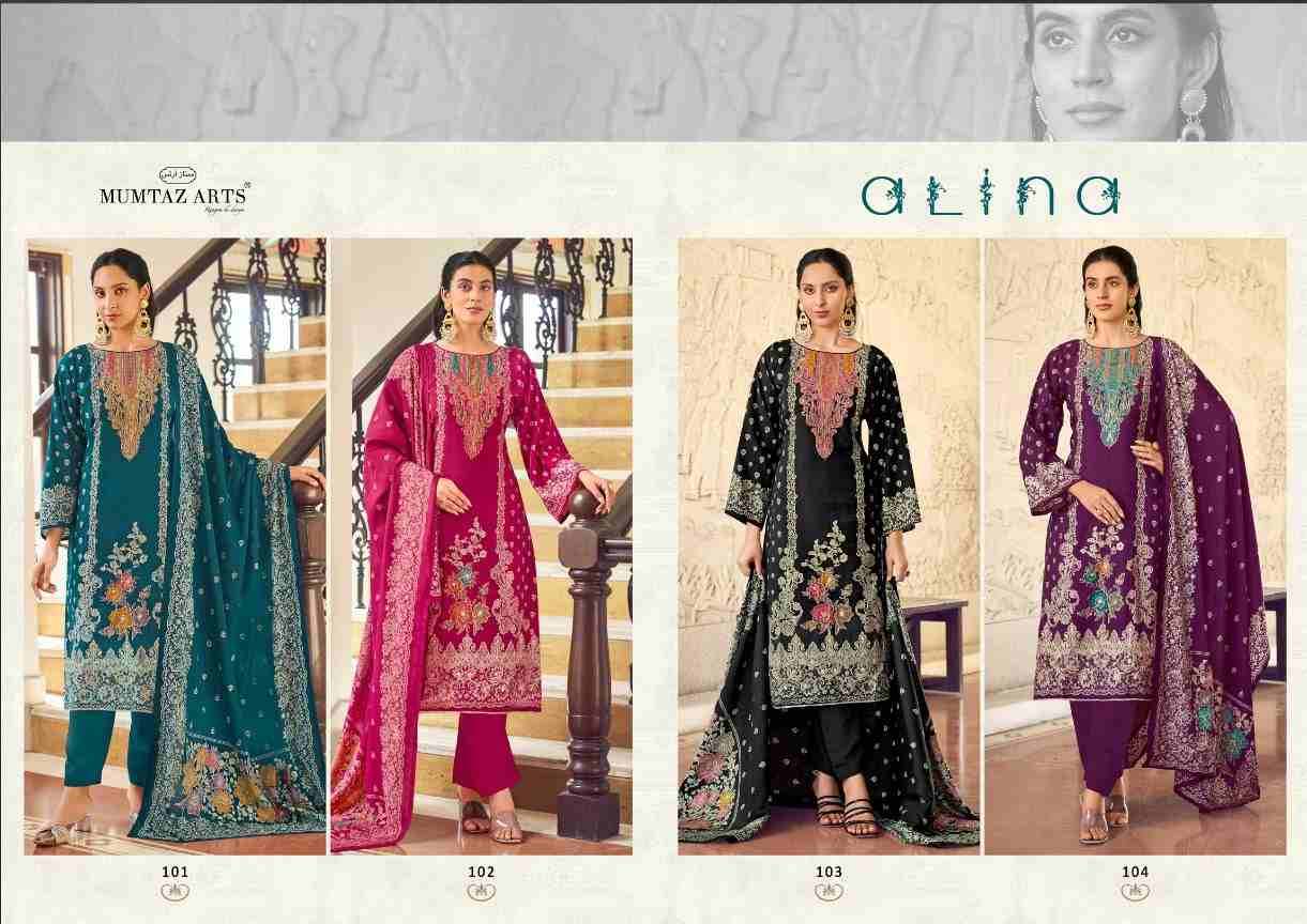 Alina By Mumtaz Arts 101 To 104 Series Beautiful Festive Suits Colorful Stylish Fancy Casual Wear & Ethnic Wear Pure Muslin Print Dresses At Wholesale Price