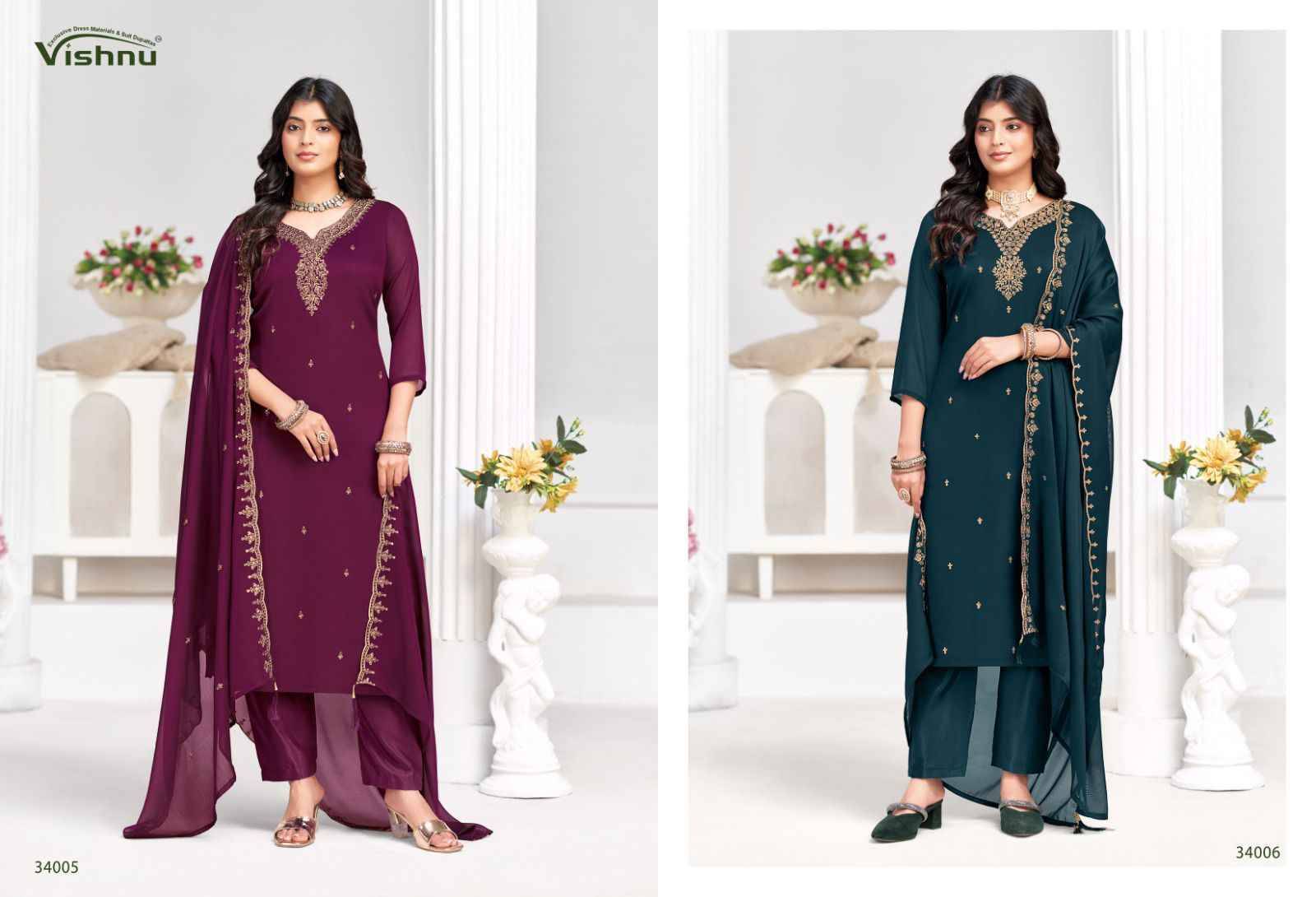 Shaheen Vol-2 By Vishnu 34001 To 34012 Series Beautiful Stylish Festive Suits Fancy Colorful Casual Wear & Ethnic Wear & Ready To Wear Rangoli Blooming Dresses At Wholesale Price