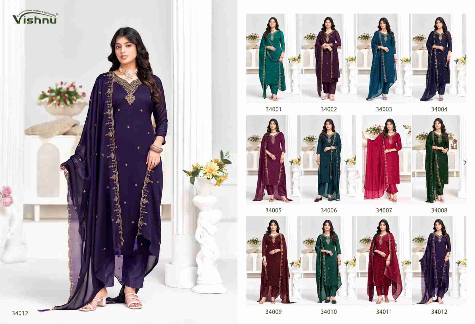 Shaheen Vol-2 By Vishnu 34001 To 34012 Series Beautiful Stylish Festive Suits Fancy Colorful Casual Wear & Ethnic Wear & Ready To Wear Rangoli Blooming Dresses At Wholesale Price