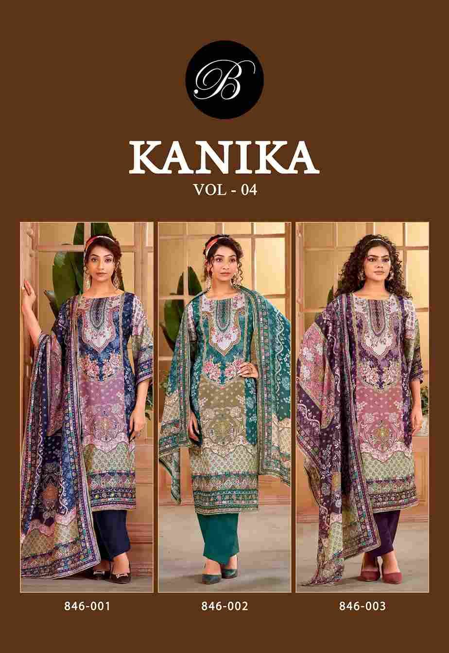 Kanika Vol-4 By Belliza 846-001 To 846-003 Series Beautiful Festive Suits Stylish Fancy Colorful Casual Wear & Ethnic Wear Pure Viscose Muslin Print Dresses At Wholesale Price