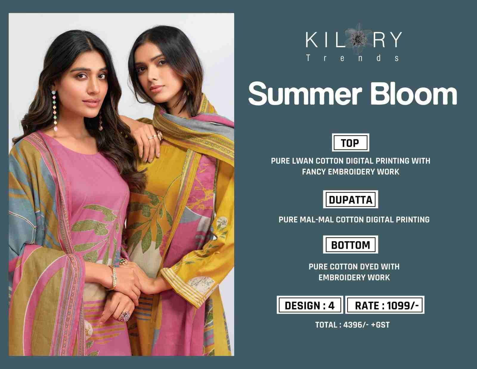 Summer Bloom By Kilory 1321 To 1324 Series Beautiful Festive Suits Colorful Stylish Fancy Casual Wear & Ethnic Wear Pure Lawn Cotton Dresses At Wholesale Price