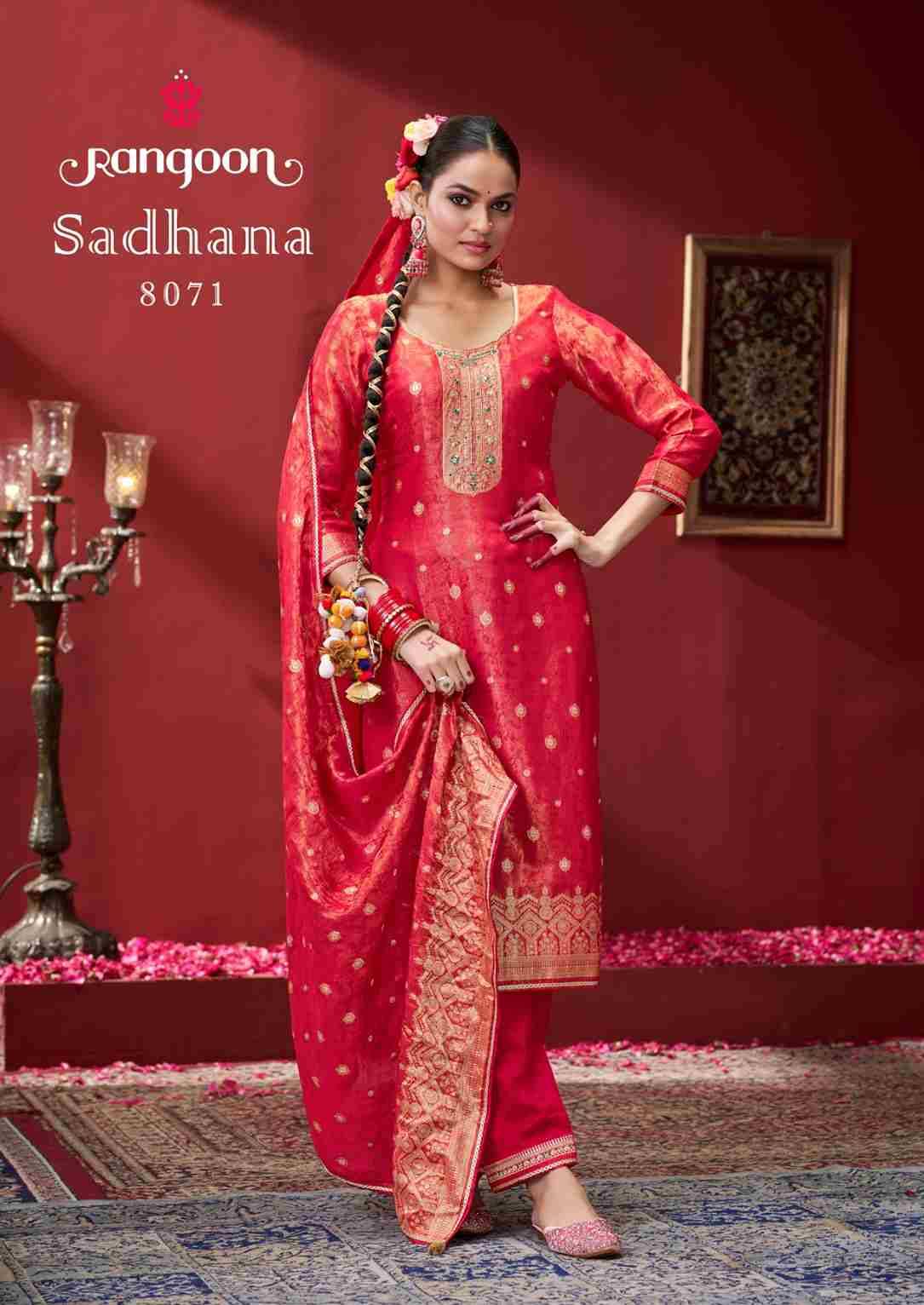Sadhana By Rangoon 8071 To 8074 Series Beautiful Festive Suits Colorful Stylish Fancy Casual Wear & Ethnic Wear Pure Jacquard Dresses At Wholesale Price