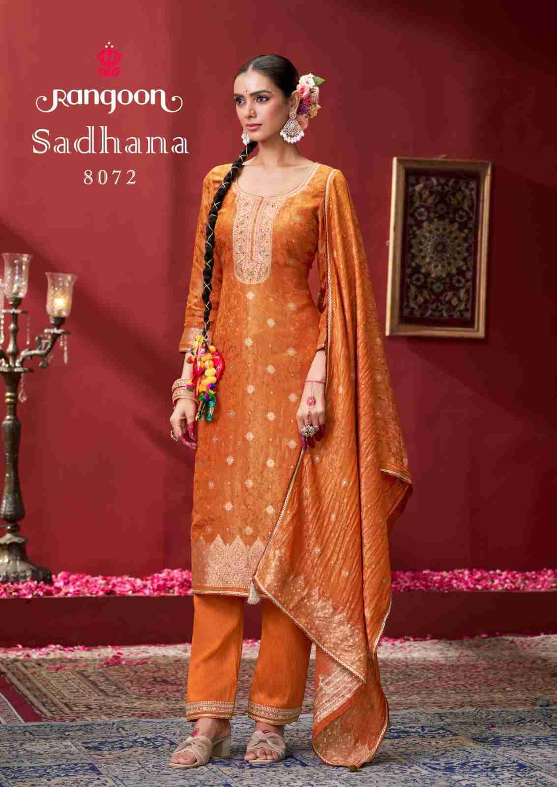 Sadhana By Rangoon 8071 To 8074 Series Beautiful Festive Suits Colorful Stylish Fancy Casual Wear & Ethnic Wear Pure Jacquard Dresses At Wholesale Price