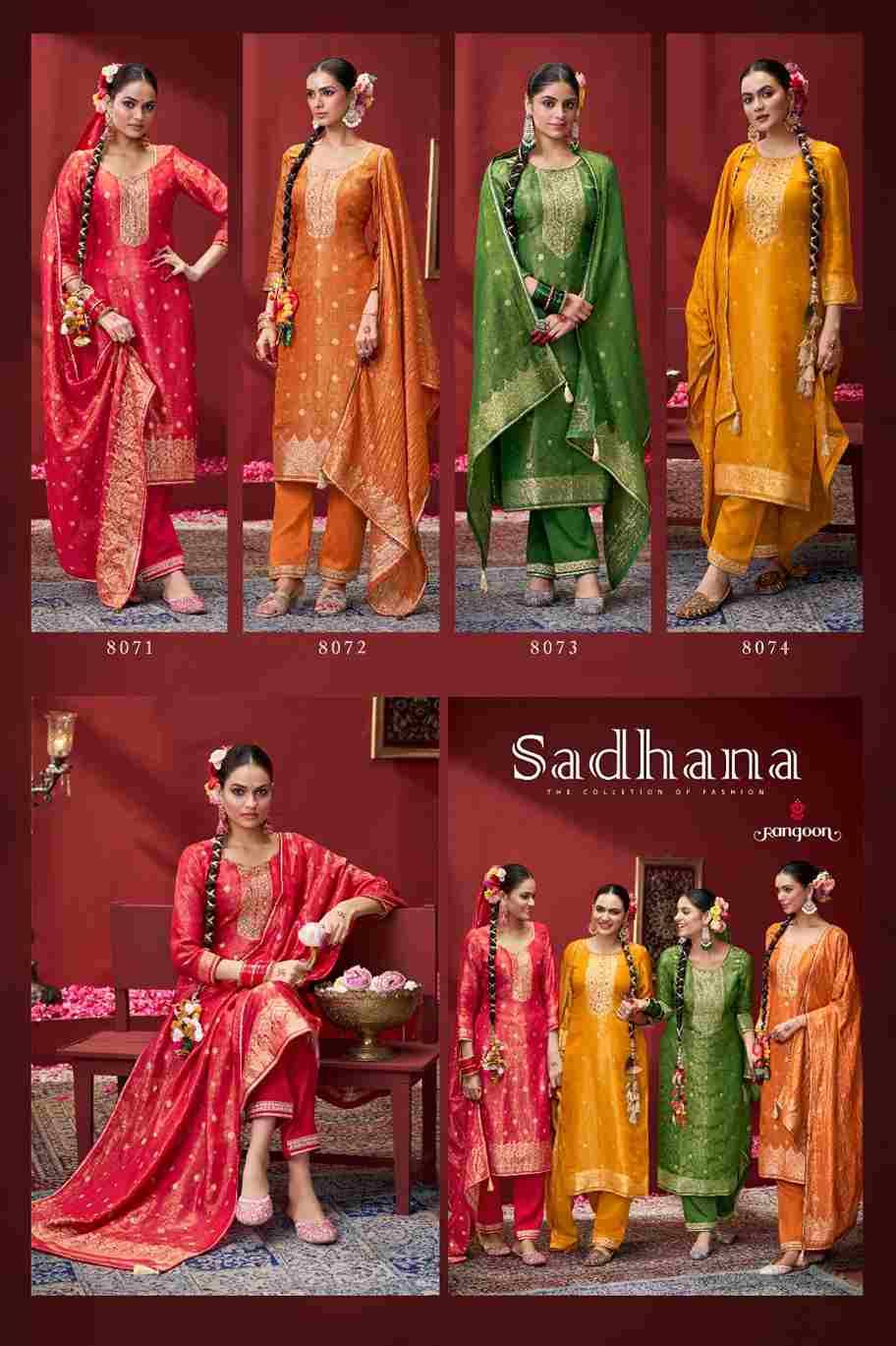 Sadhana By Rangoon 8071 To 8074 Series Beautiful Festive Suits Colorful Stylish Fancy Casual Wear & Ethnic Wear Pure Jacquard Dresses At Wholesale Price