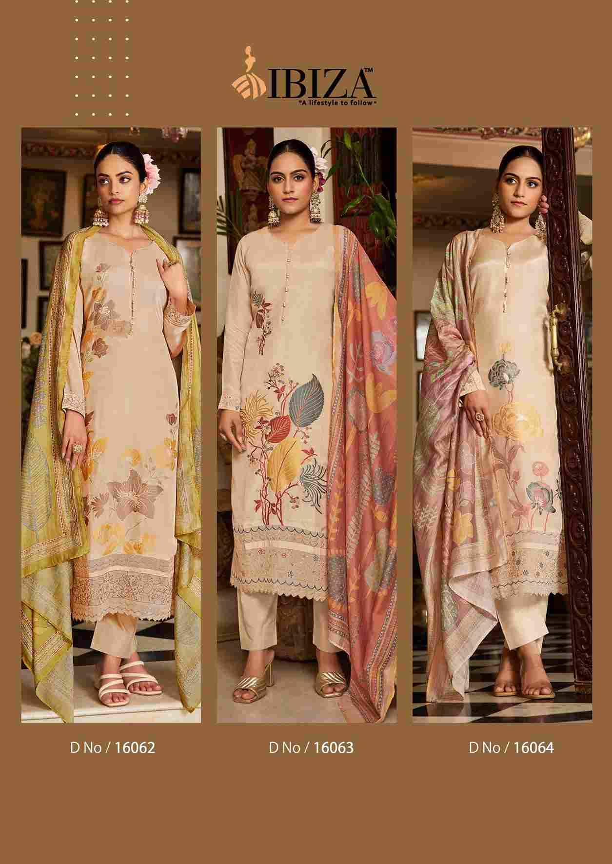 Jasmine By Ibiza 16062 To 16067 Series Designer Festive Suits Beautiful Fancy Stylish Colorful Party Wear & Occasional Wear Pure Muslin Jacquard Dresses At Wholesale Price
