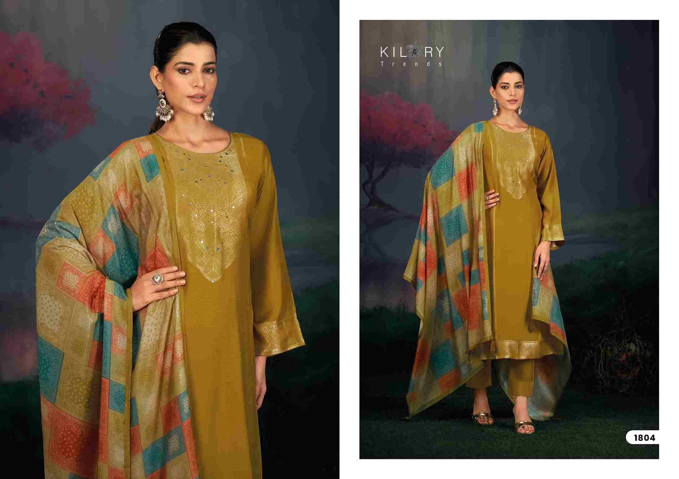 Festive Show By Kilory 1801 To 1804 Series Designer Festive Suits Beautiful Fancy Colorful Stylish Party Wear & Occasional Wear Pure Muslin Jacquard Silk Dresses At Wholesale Price